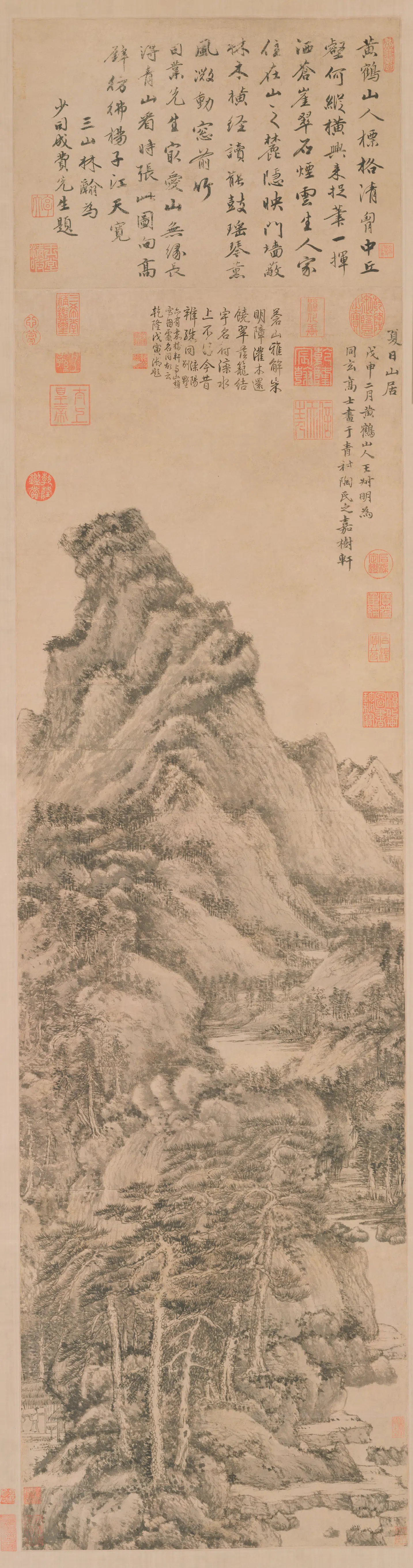元朝【王蒙】《夏日山居图轴》