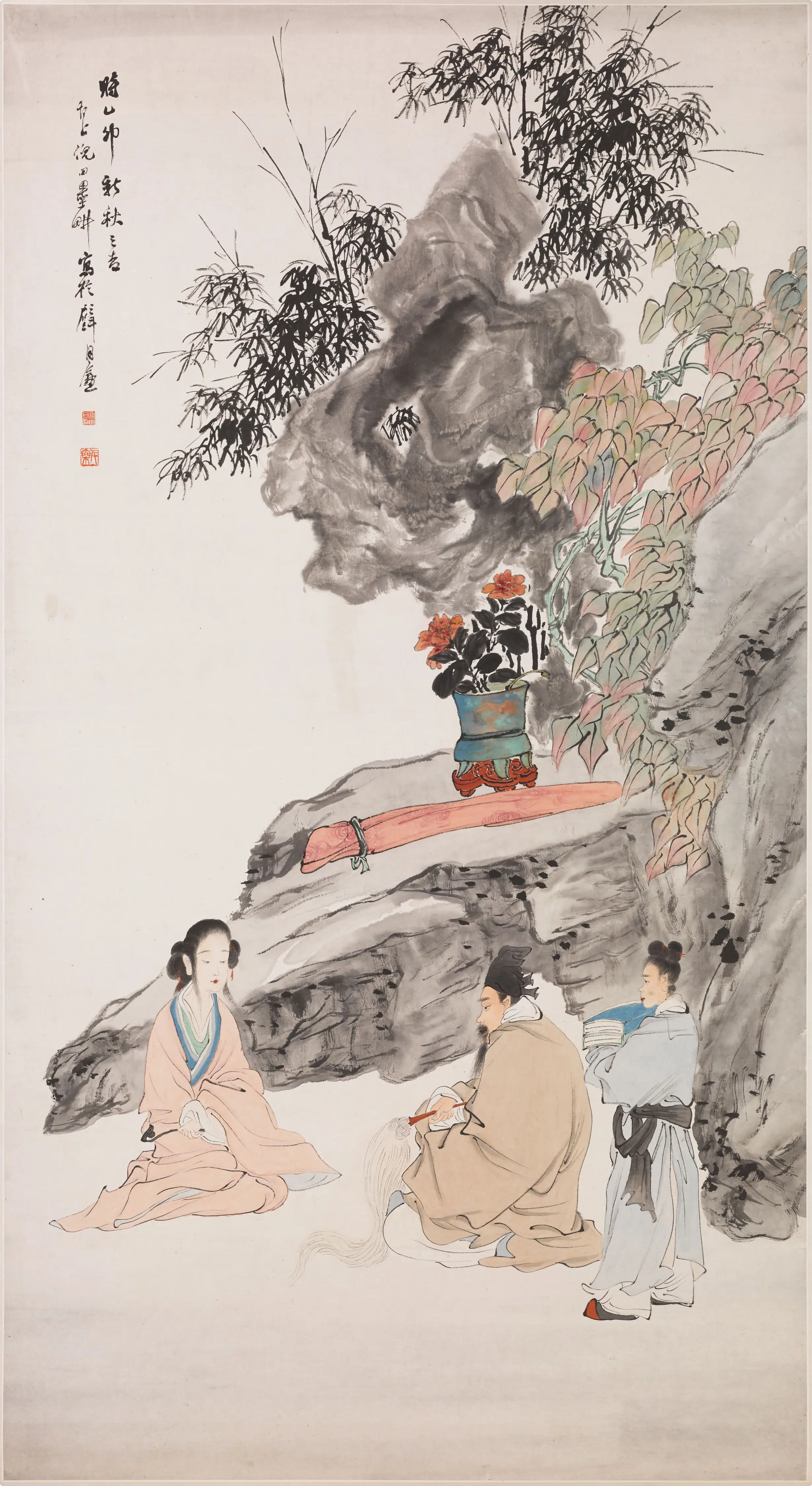 清代【倪田】《人物镜心》