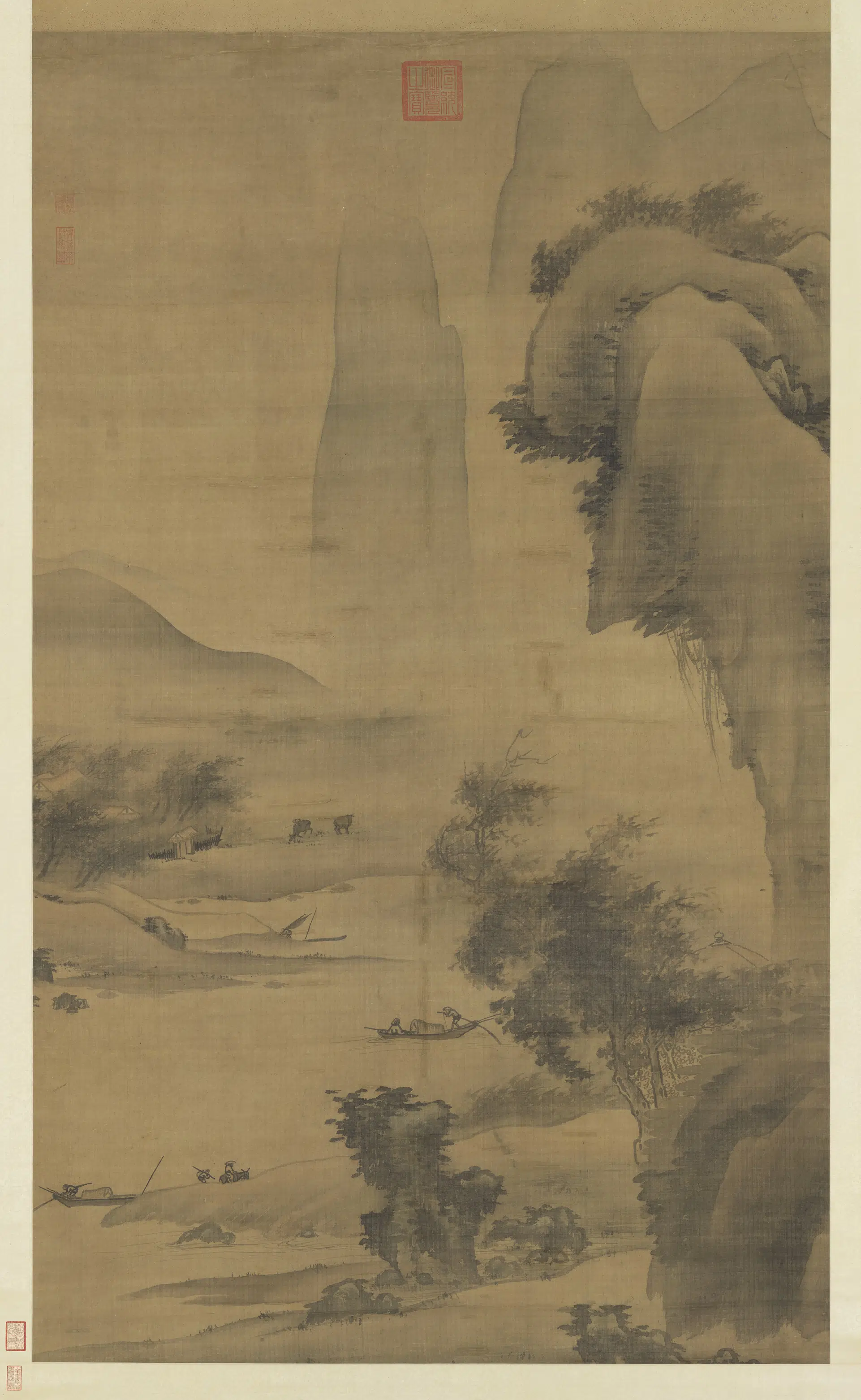 元代《元人画夏山甘雨图轴》