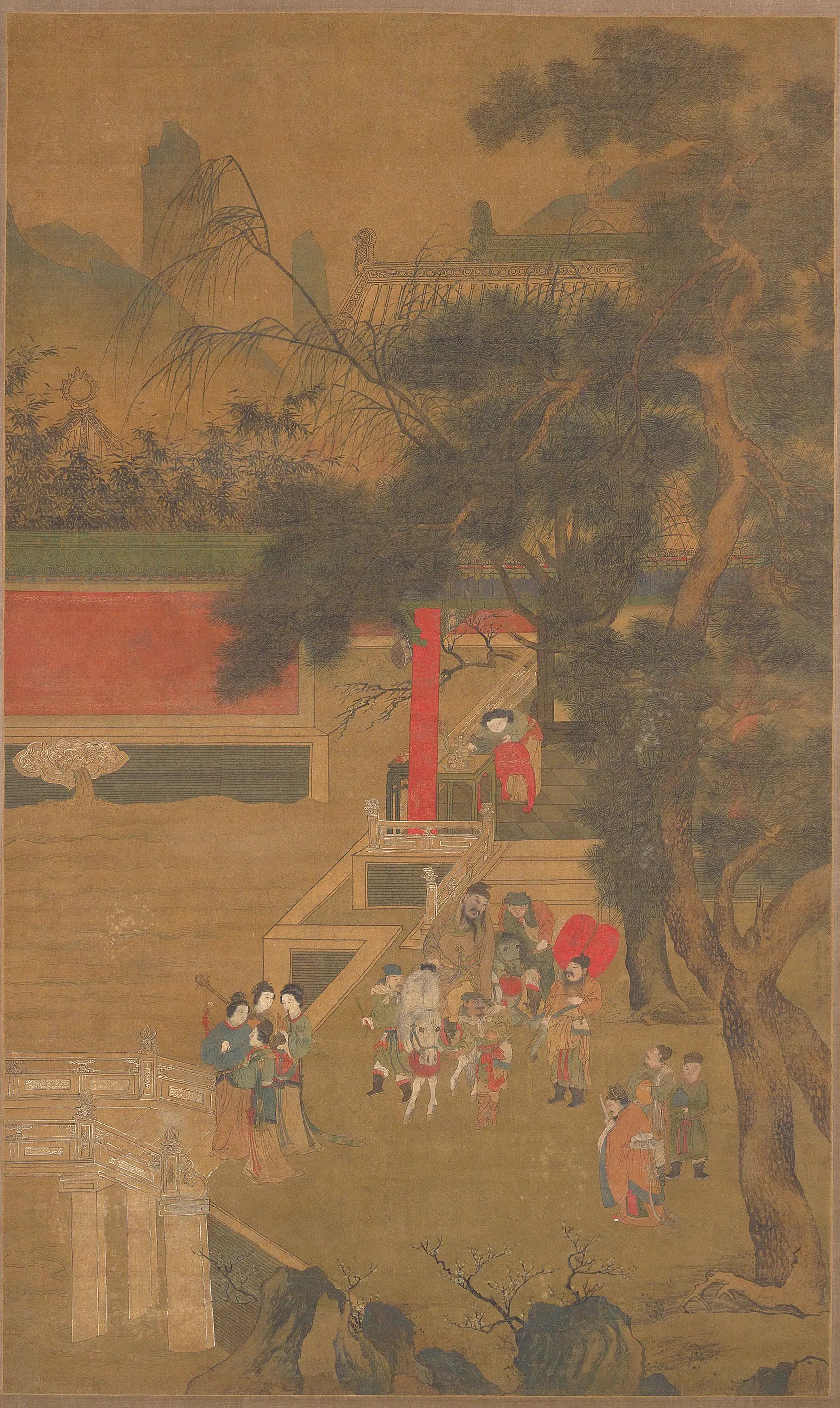 明朝【佚名】《明皇斗鸡图轴》