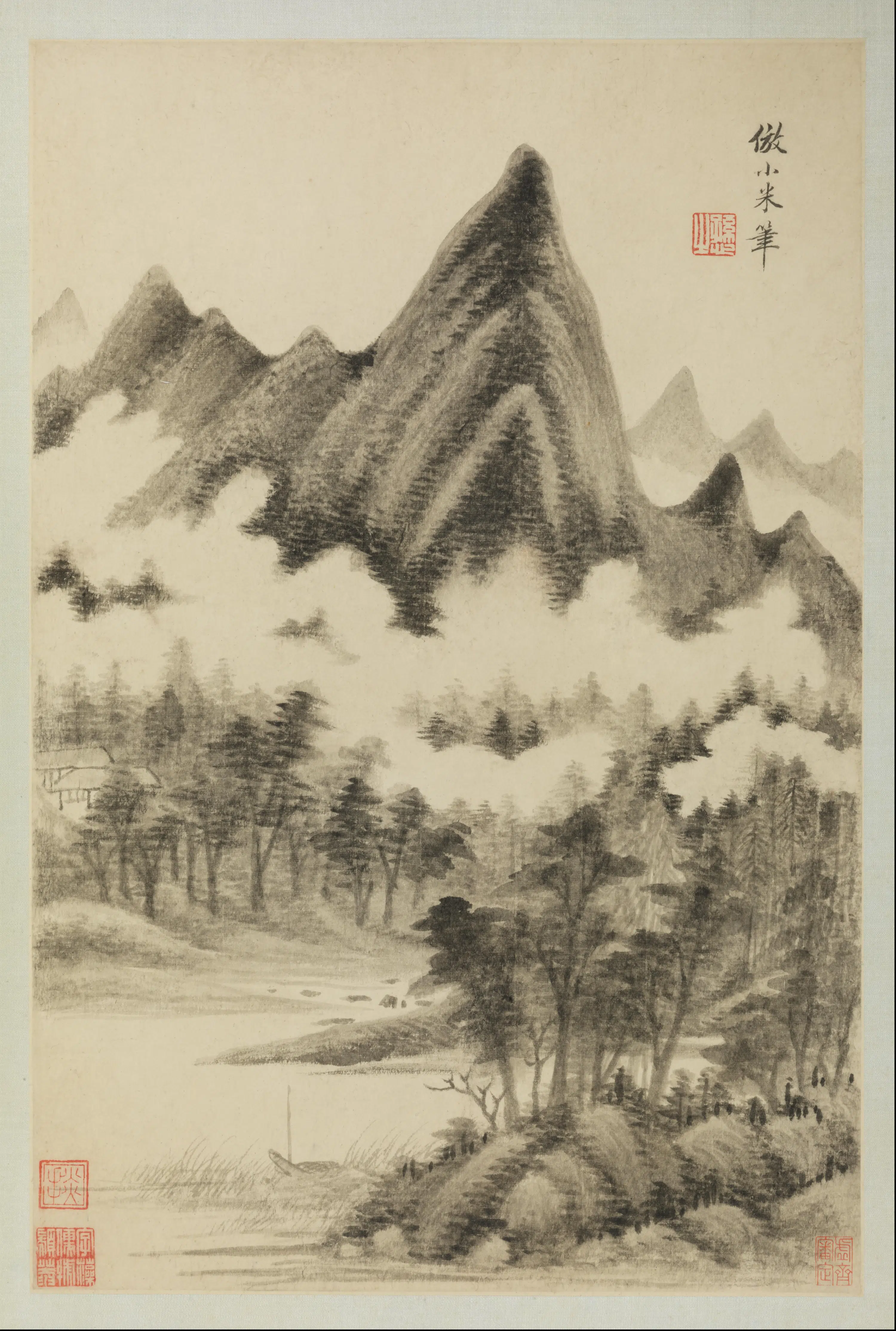 清代【王时敏】《仿古山水册-11开》 第10张 清代【王时敏】《仿古山水册-11开》 第10张