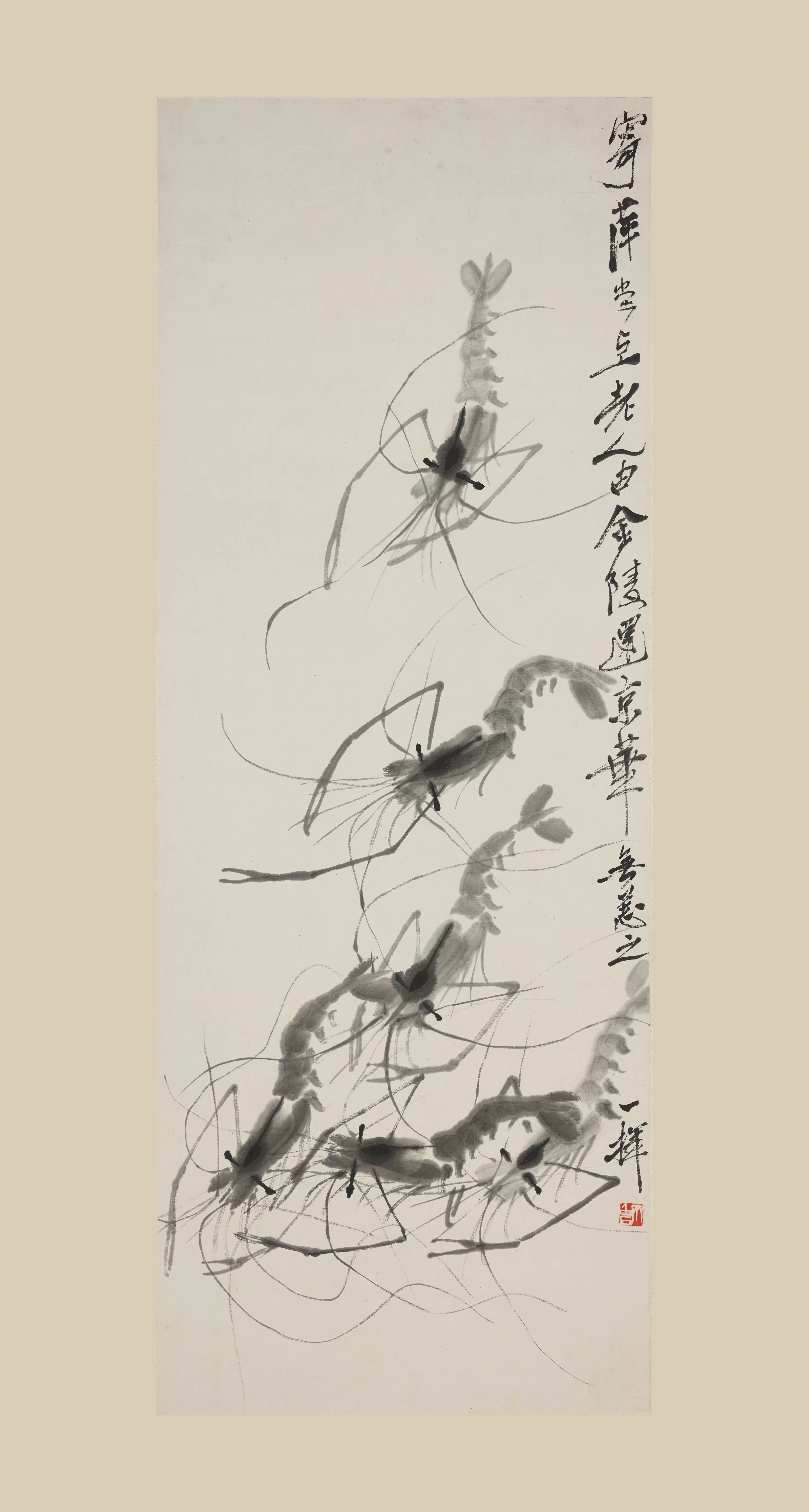 近现代【齐白石】《墨虾图轴-1》