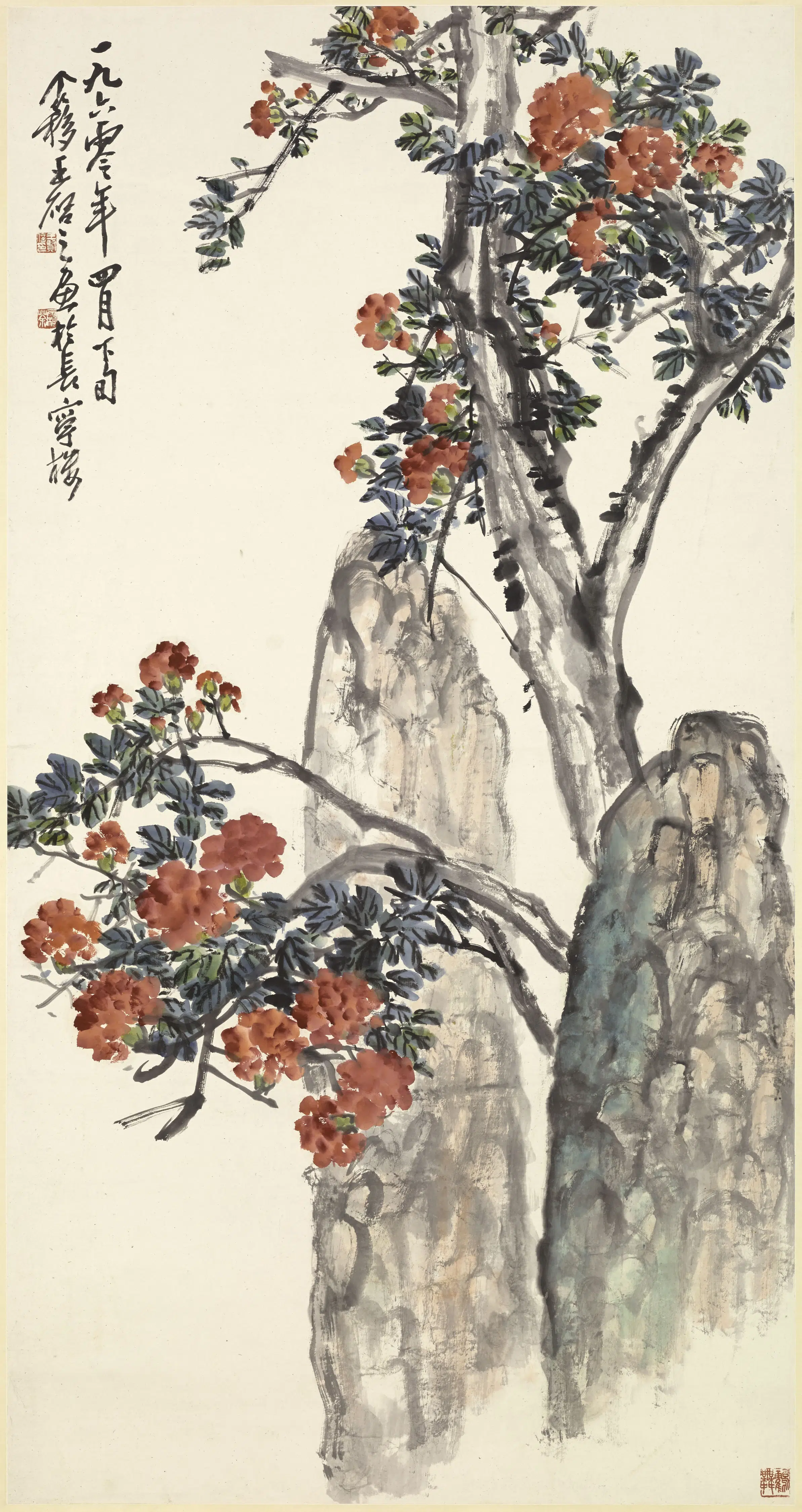 近现代【王个簃】《榴花图轴》 第1张