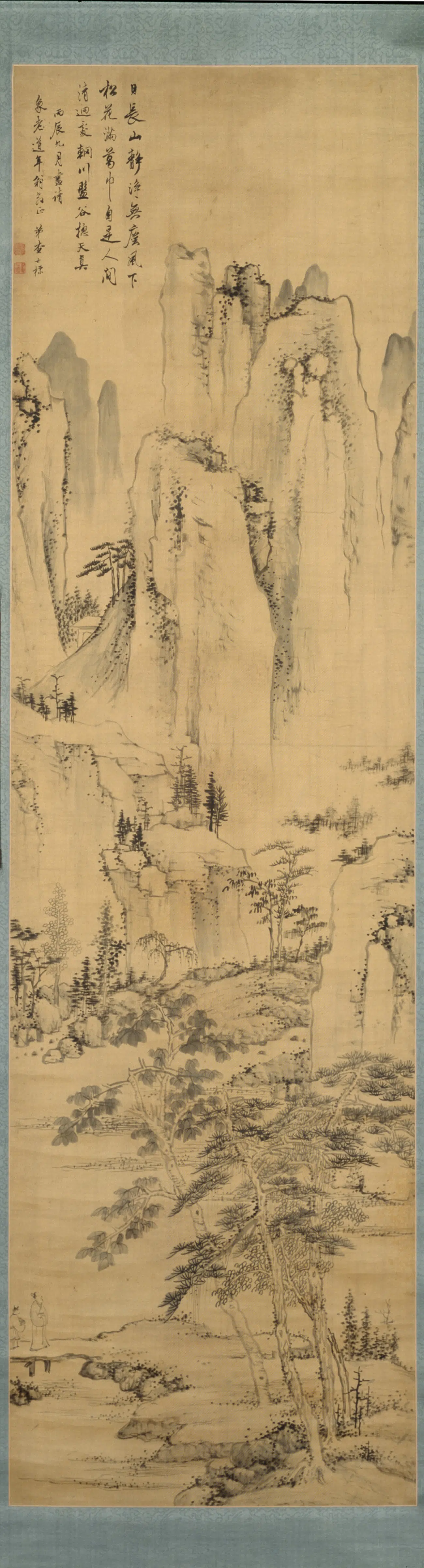 清代【查士标】《日长山静图轴》