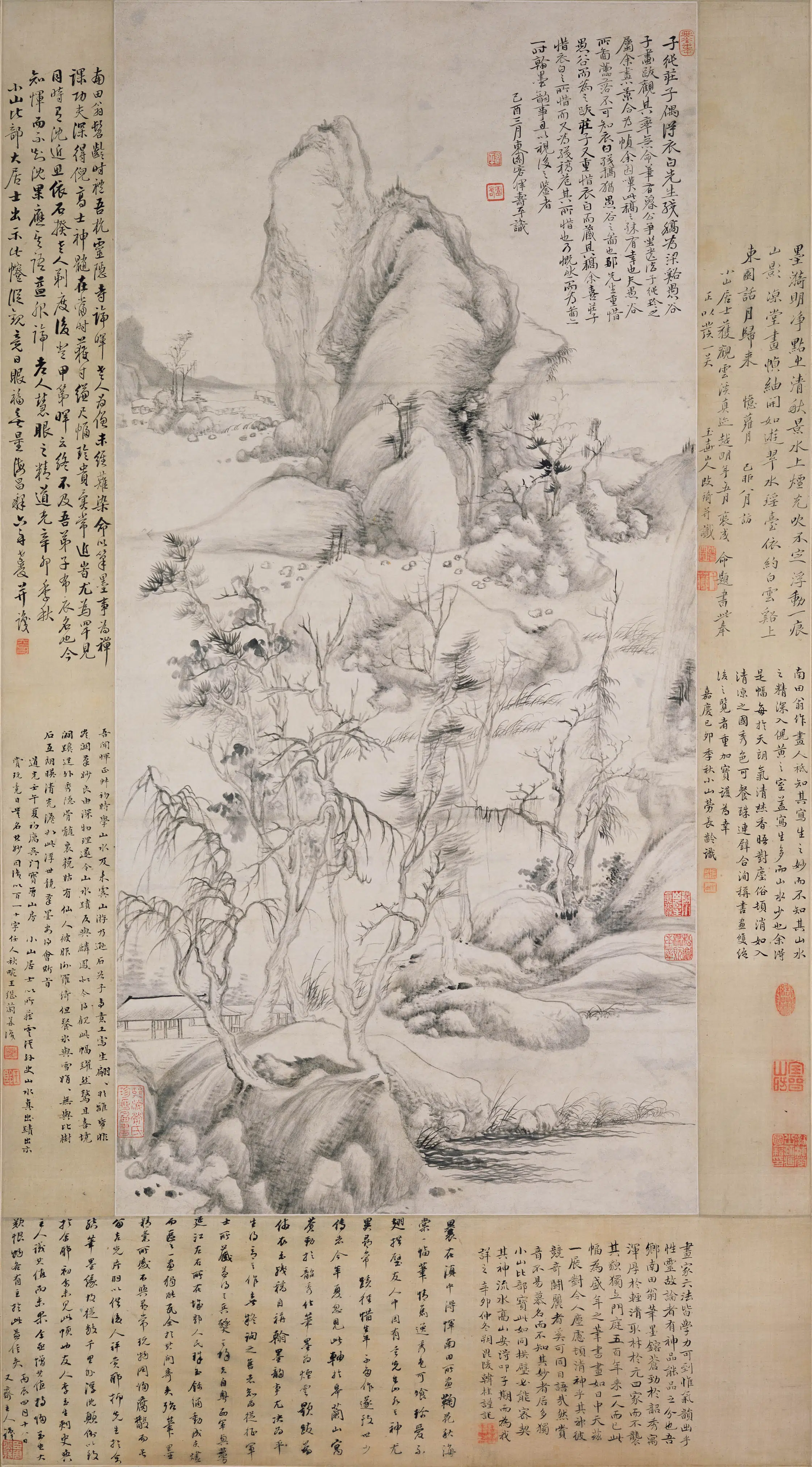 清代【恽寿平】《秋林老屋图轴》