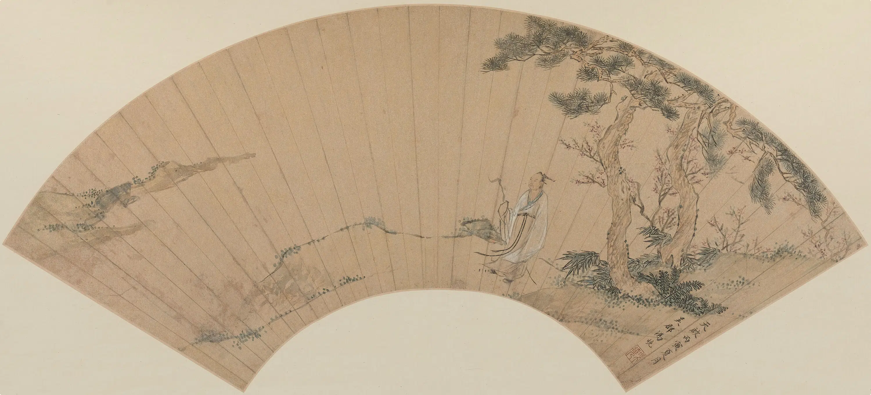 明朝【冯晓】《等山水人物画扇合册》