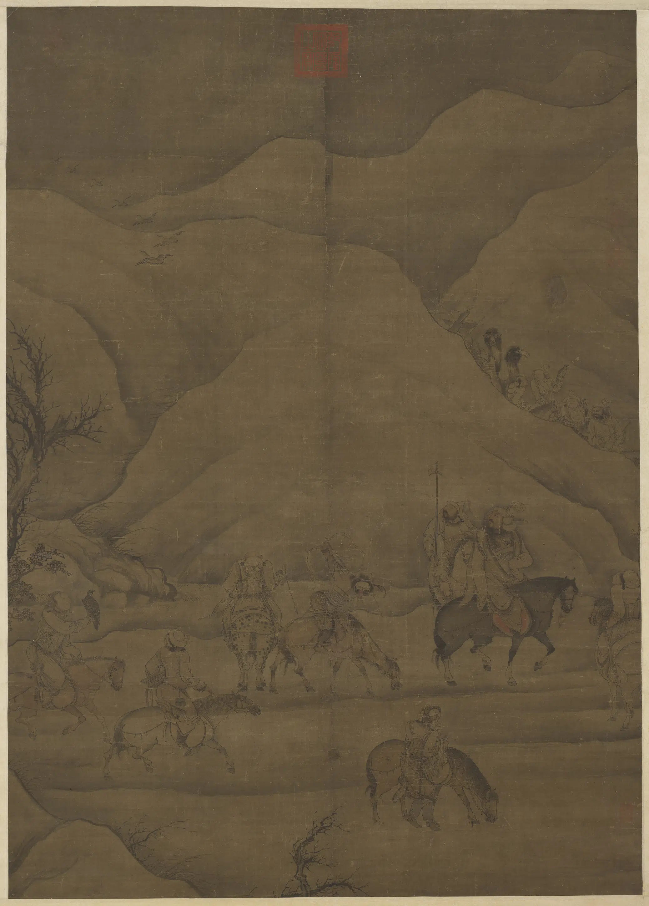 元代《元人射雁图轴》