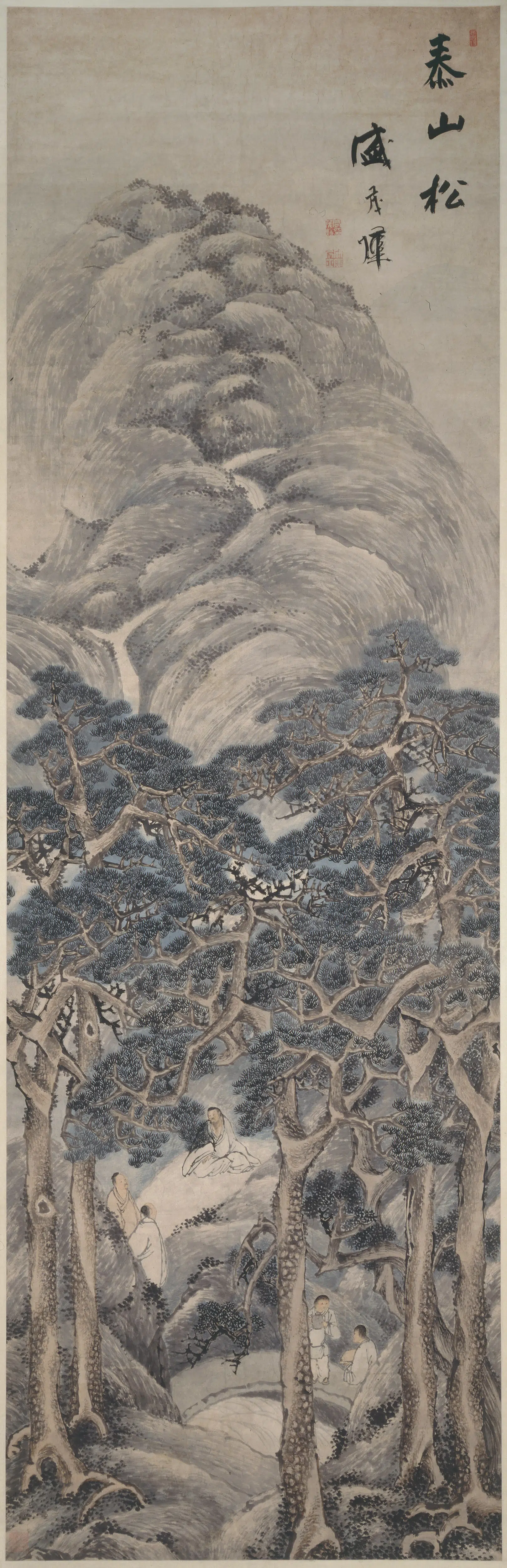 明朝【盛茂烨】《泰山松图轴》