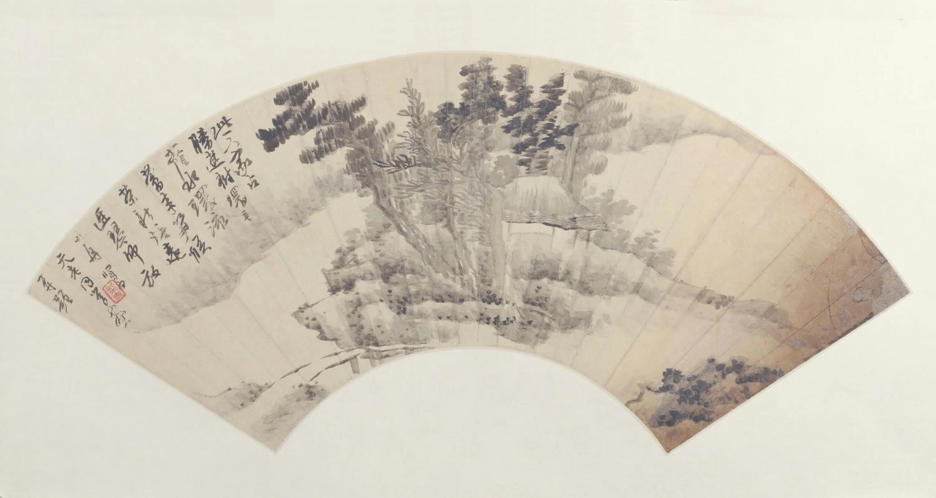 清代【龚贤】《山水图扇页》