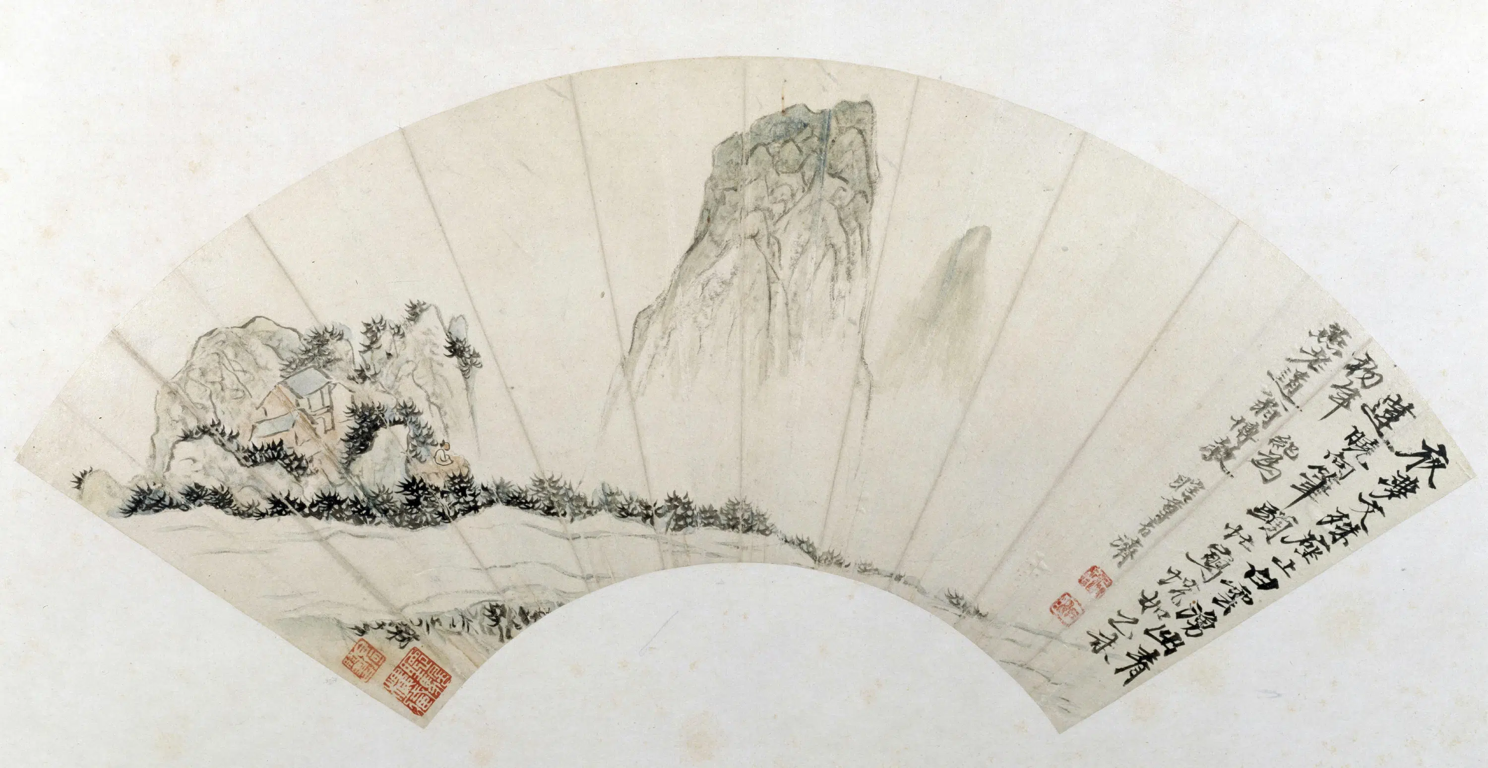 清代【原济】《奇峰图扇页》