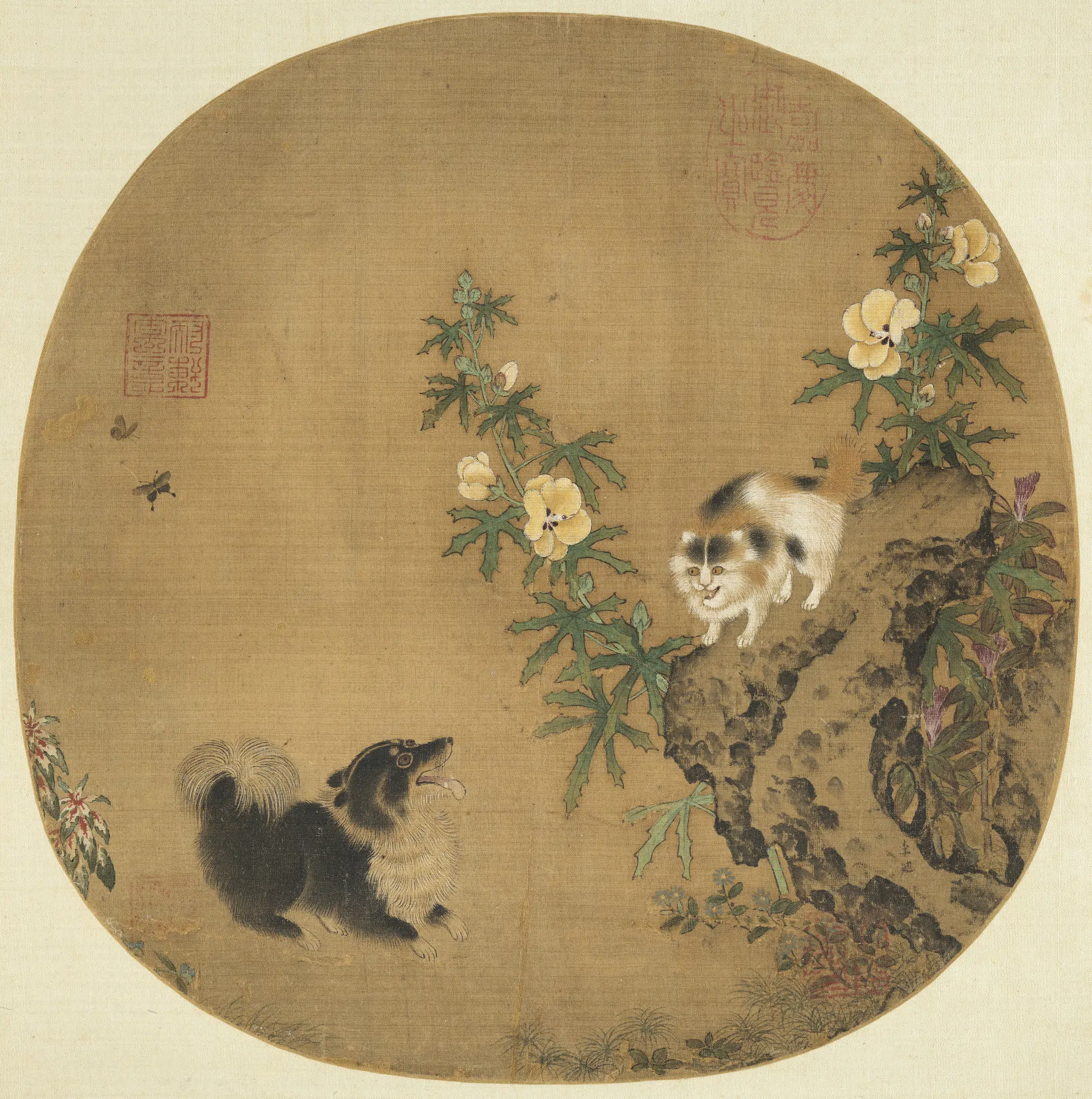 南宋【李迪】《宋人集绘册-秋葵山石》