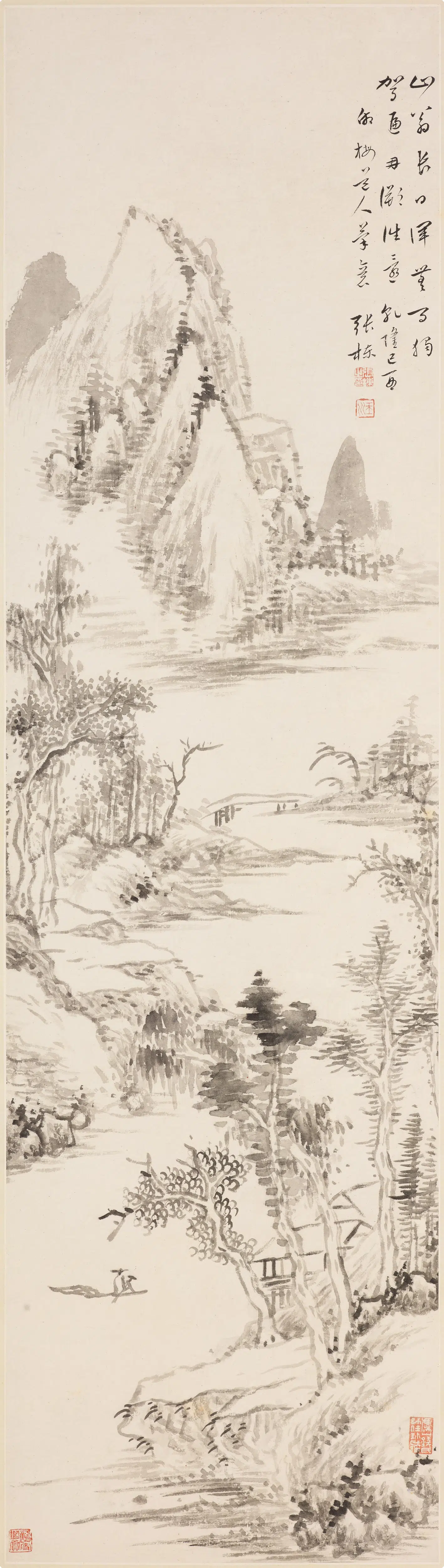 清代【张栋】《山水图轴-2》