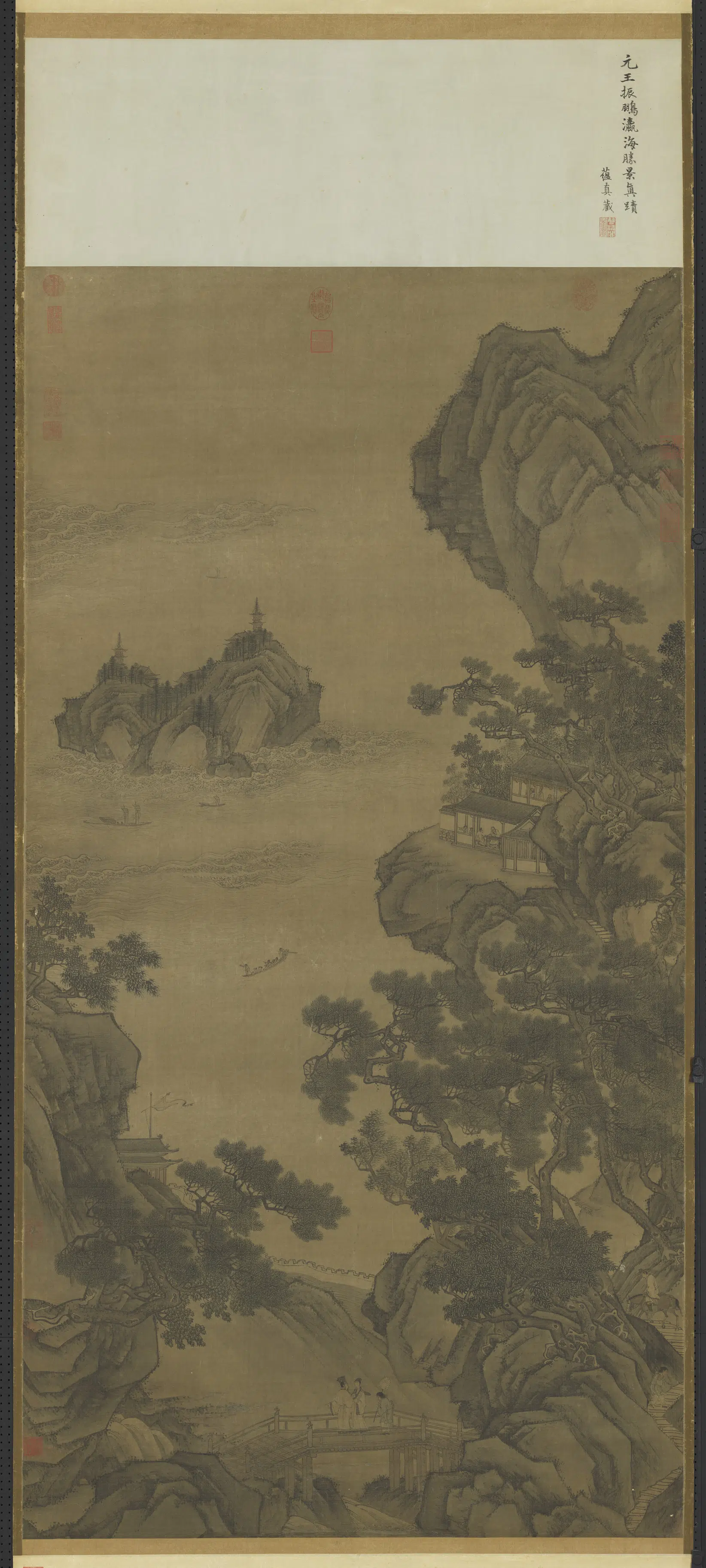 元朝【王振鹏】《瀛海胜景图轴》