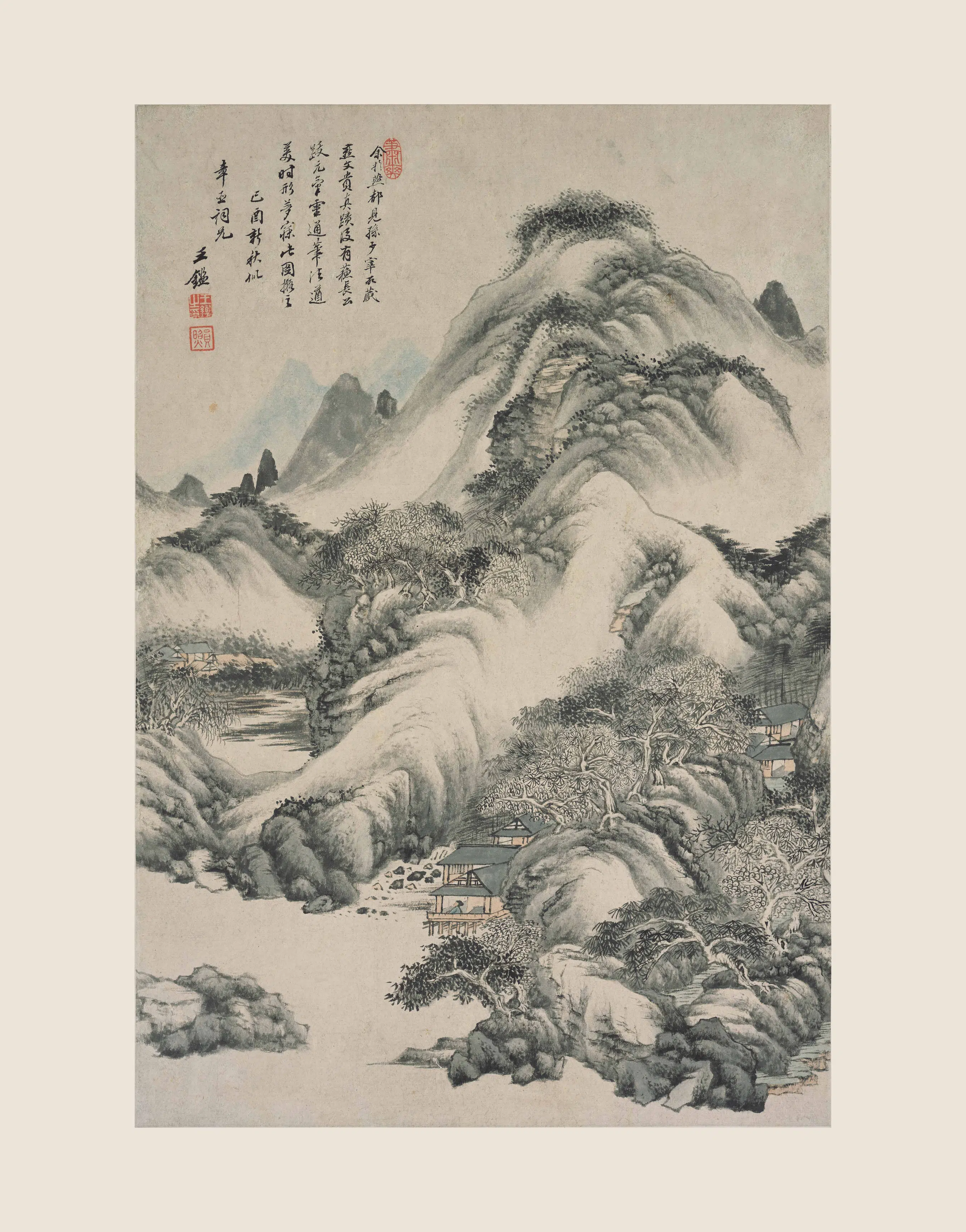 清代【王鉴】《仿燕文贵山水轴》 第1张 清代【王鉴】《仿燕文贵山水轴》 第1张
