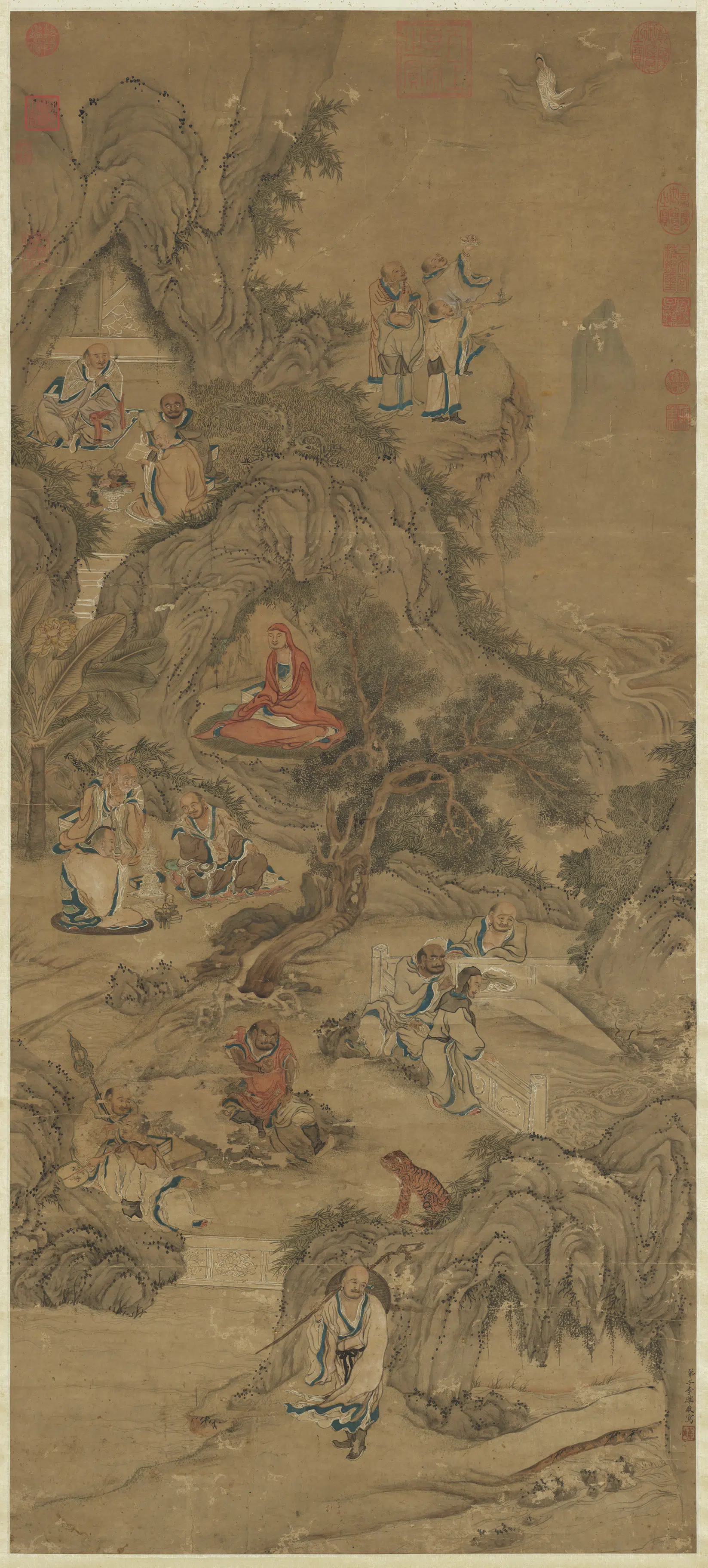 明朝【李麟】《画十八应真像图轴》 第1张 明朝【李麟】《画十八应真像图轴》 第1张