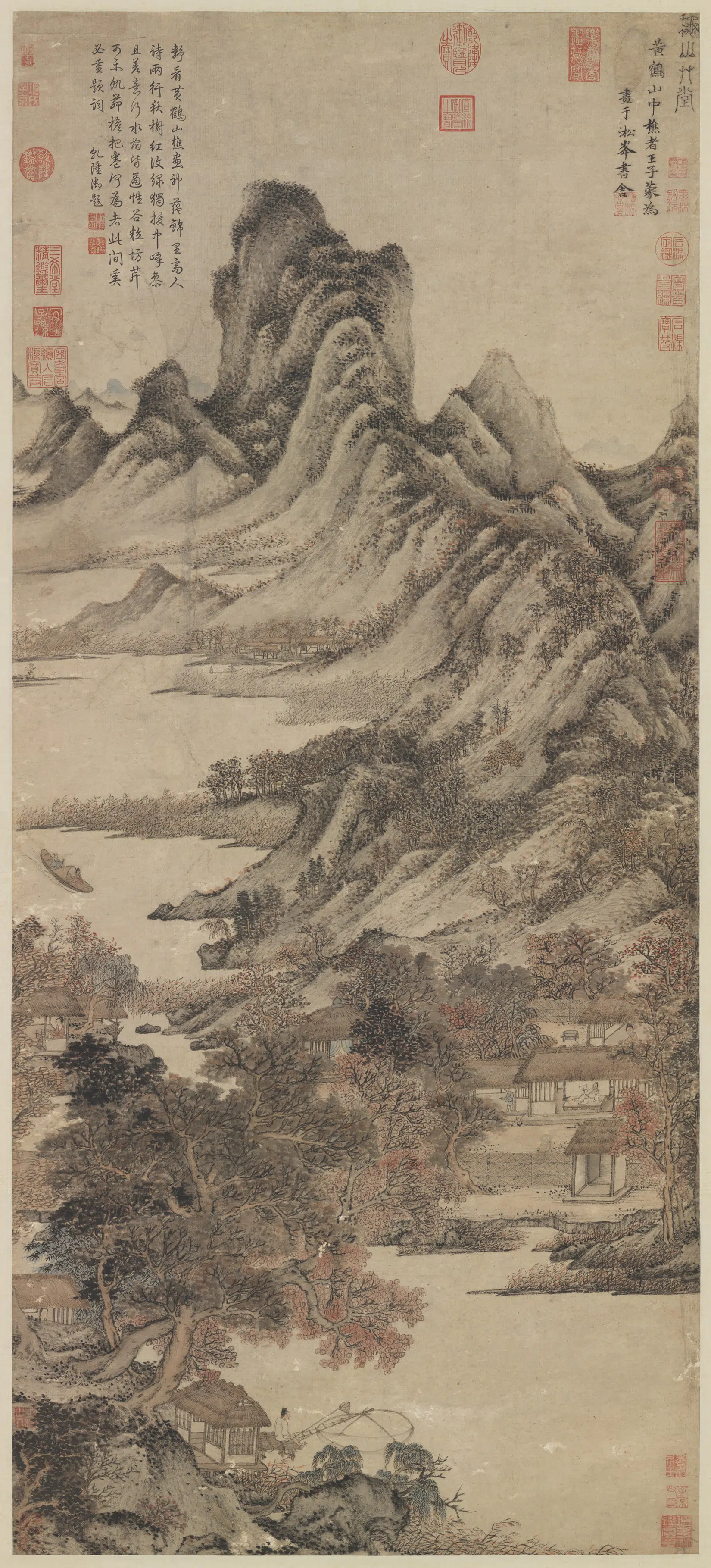 元朝【王蒙】《秋山草堂图轴》