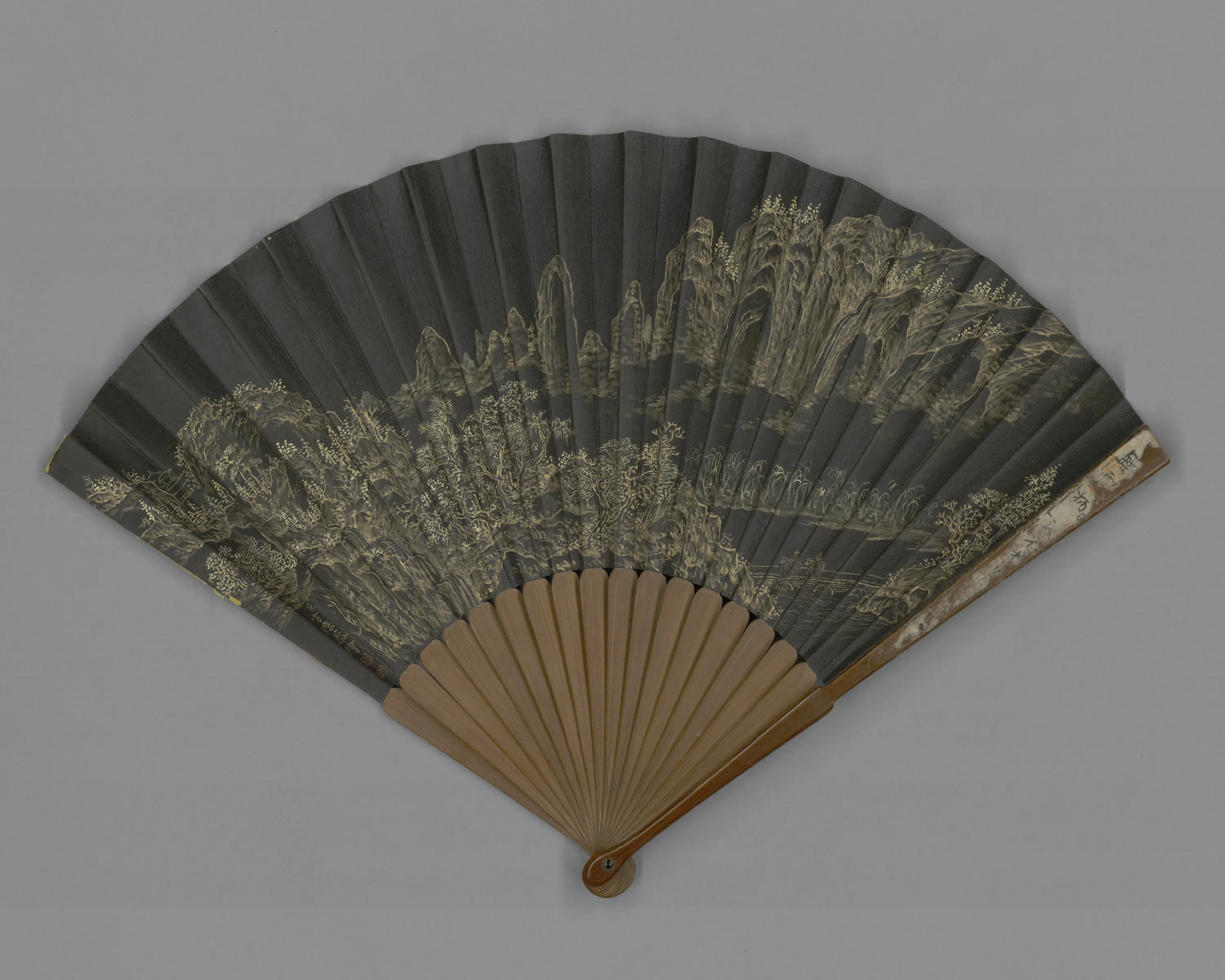 宋代【苏轼】《方琮画山水王际华临苏轼帖成扇数字文物库》