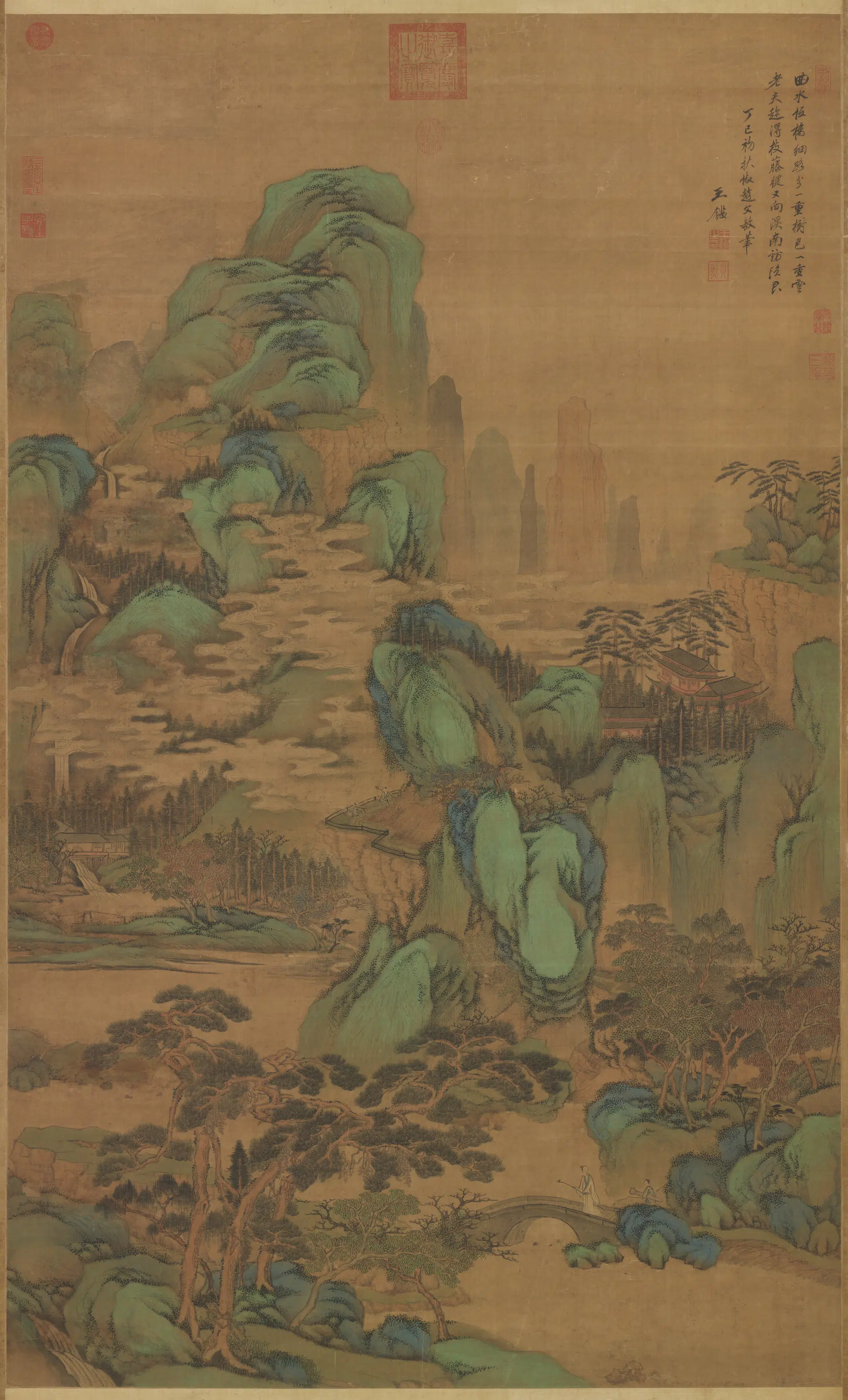 清代【王鉴】《仿赵孟頫山水图轴》