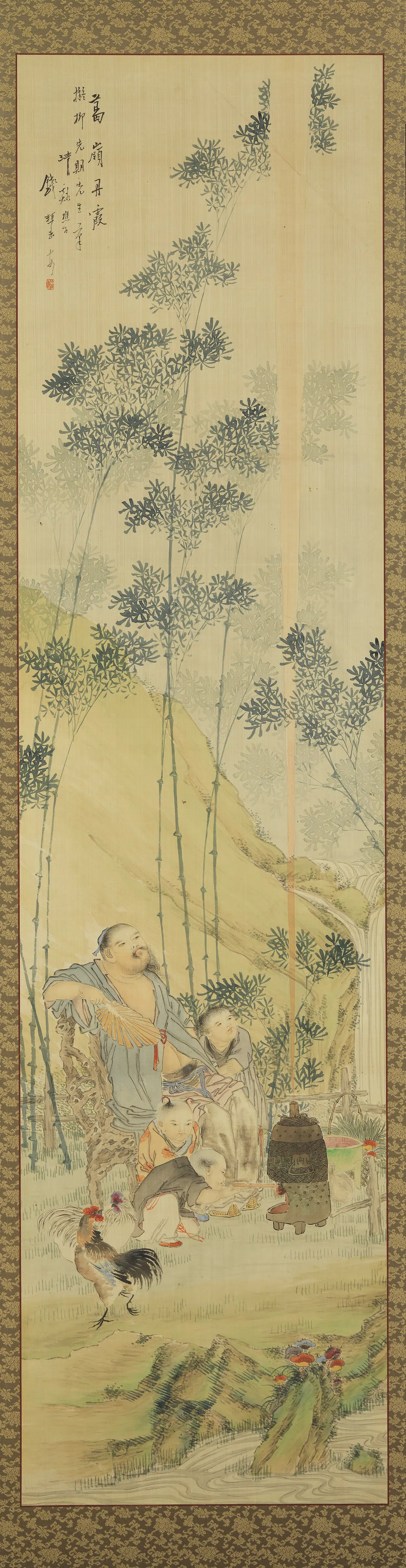清代【钱慧安】《钱慧安_人物十二屏屏风葛岭丹霞》