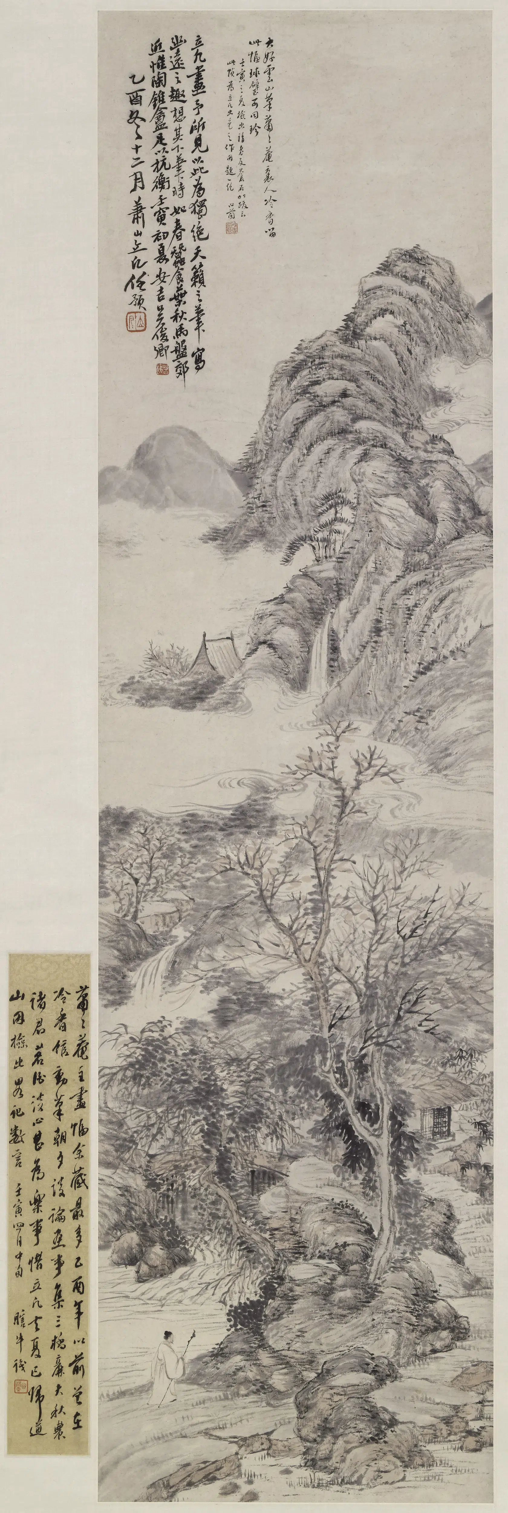 清代【任预】《设色山水轴》