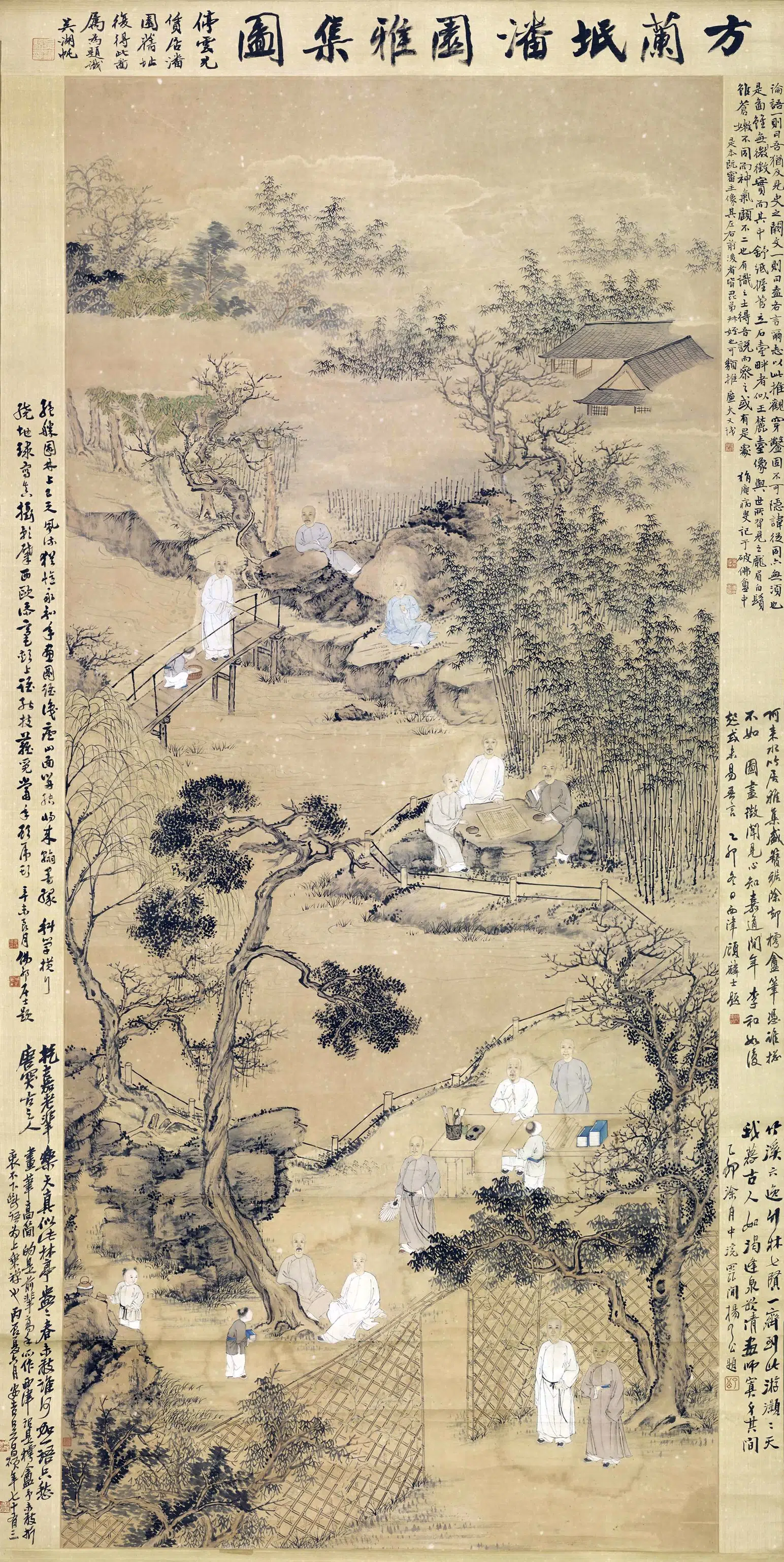 清代【方薰】《潘园雅集图轴》
