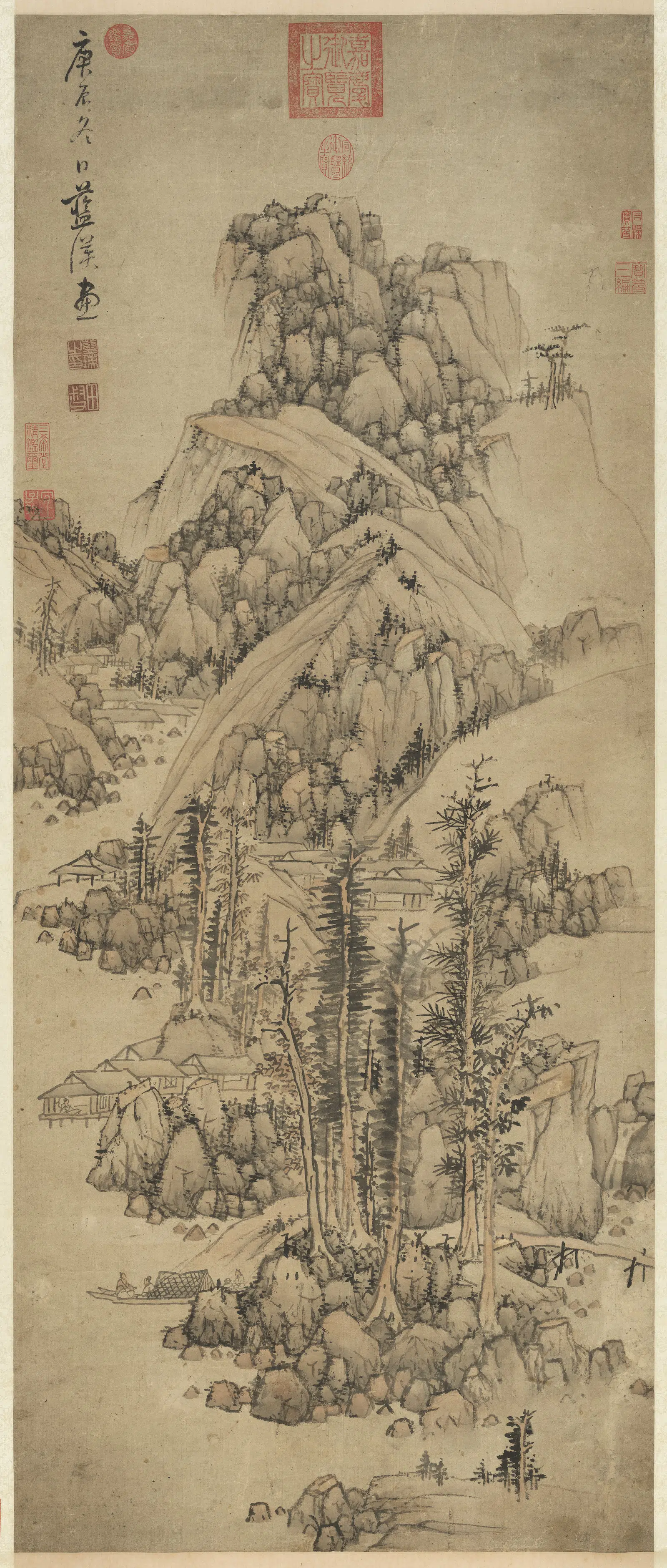 明朝【蓝瑛】《山水图轴（庚辰冬日）》