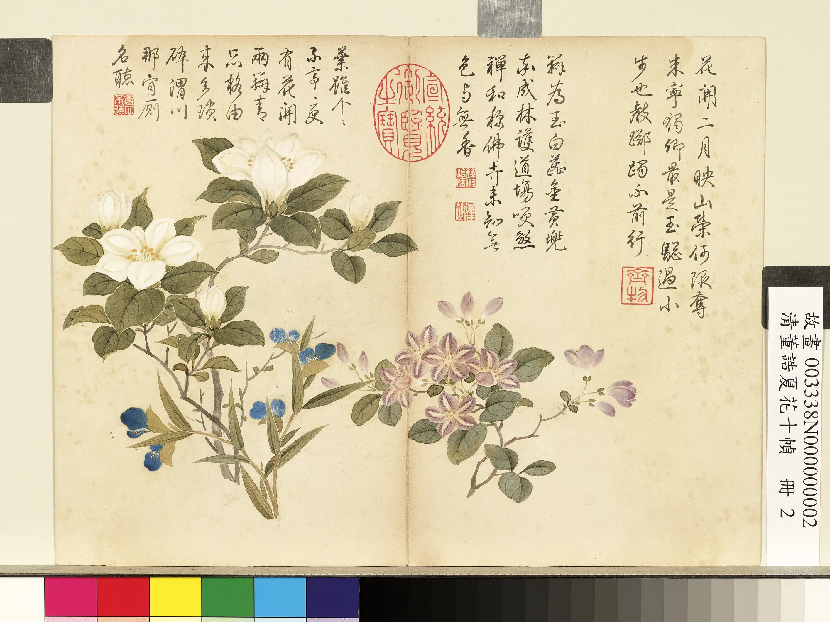 清代【董诰】《夏花十帧册-杜鹃栀子》 第1张 清代【董诰】《夏花十帧册-杜鹃栀子》 第1张