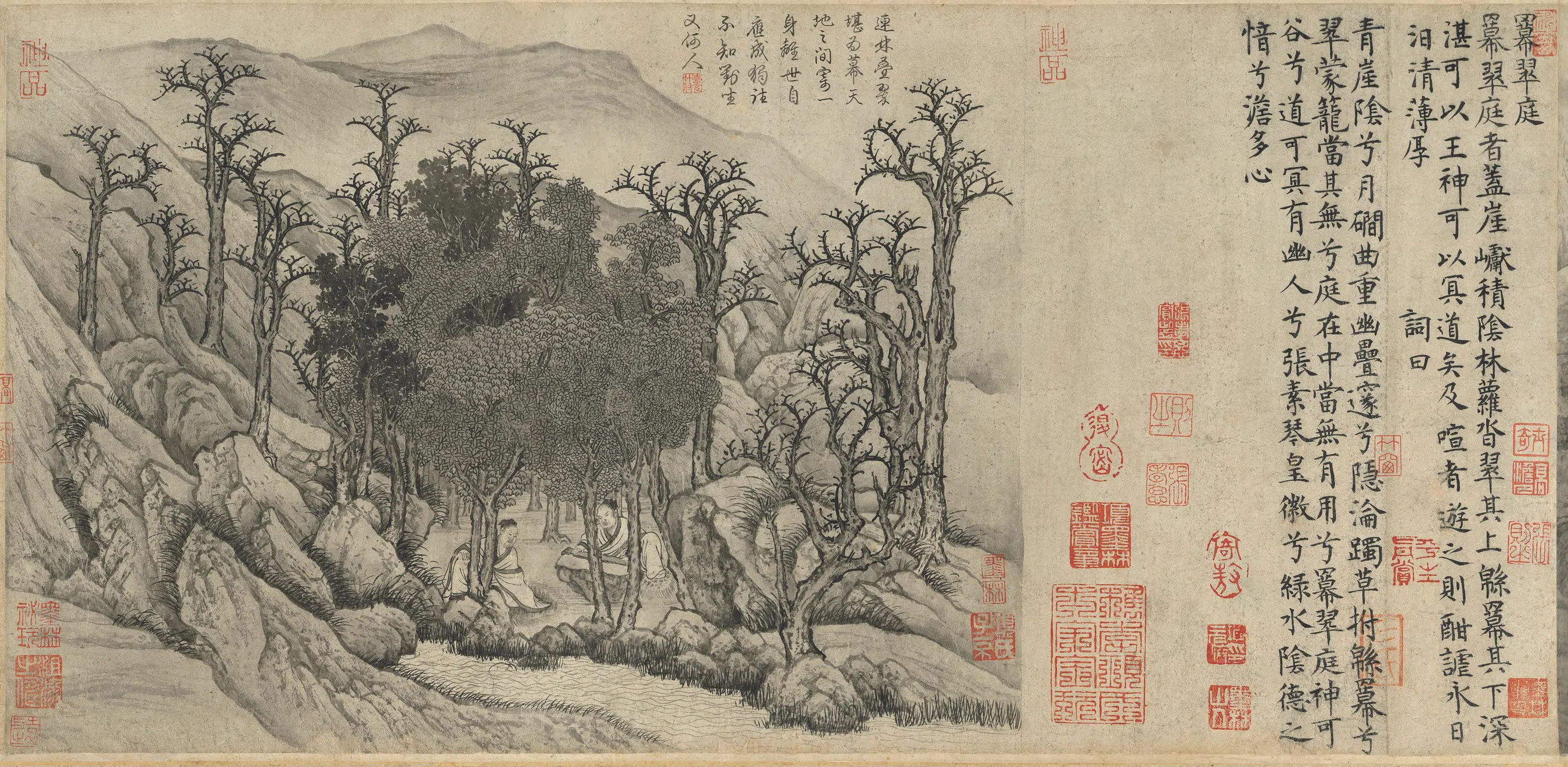 唐朝【卢鸿一】《草堂十志图卷羃翠庭》