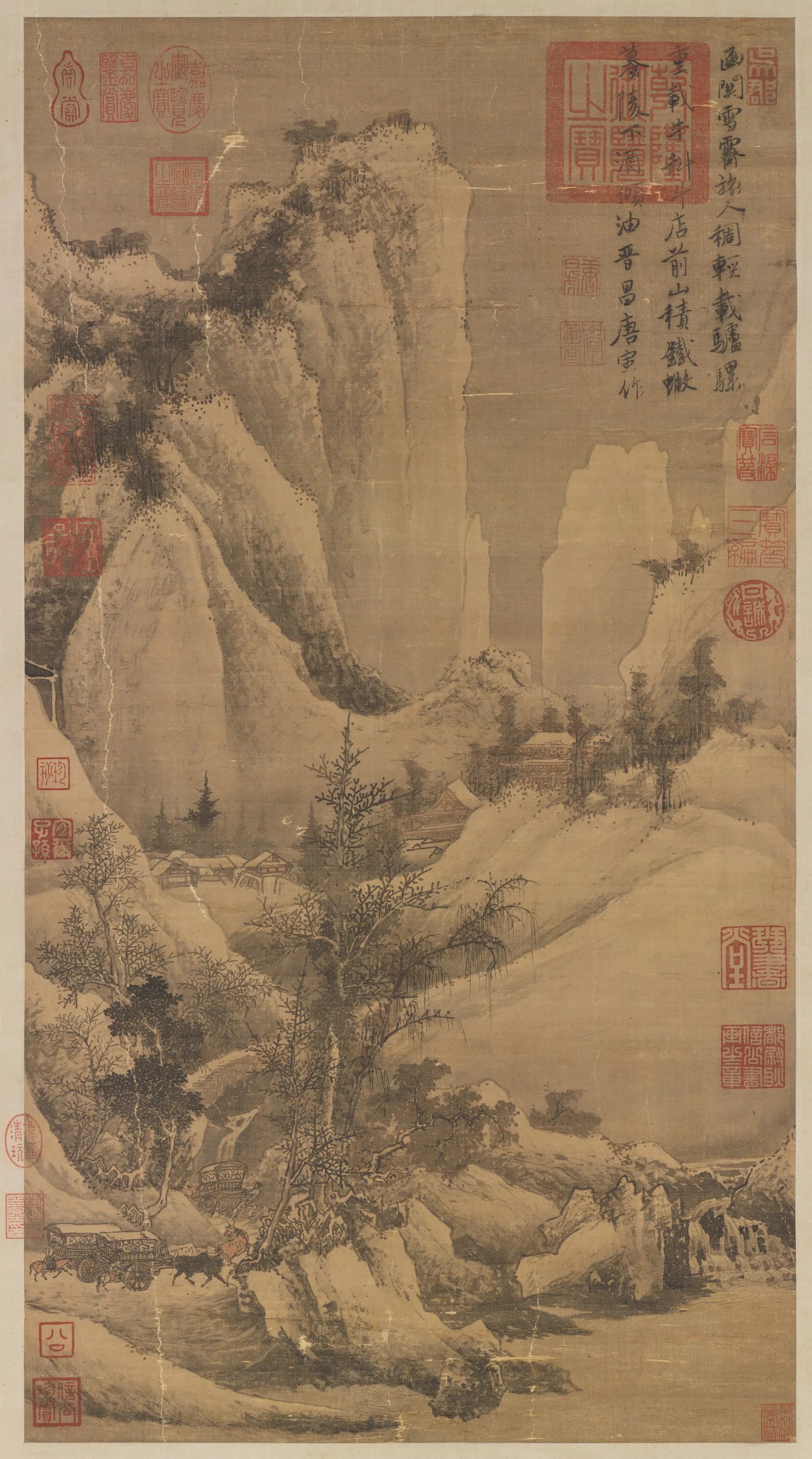 明朝【唐寅】《函关雪霁图轴》