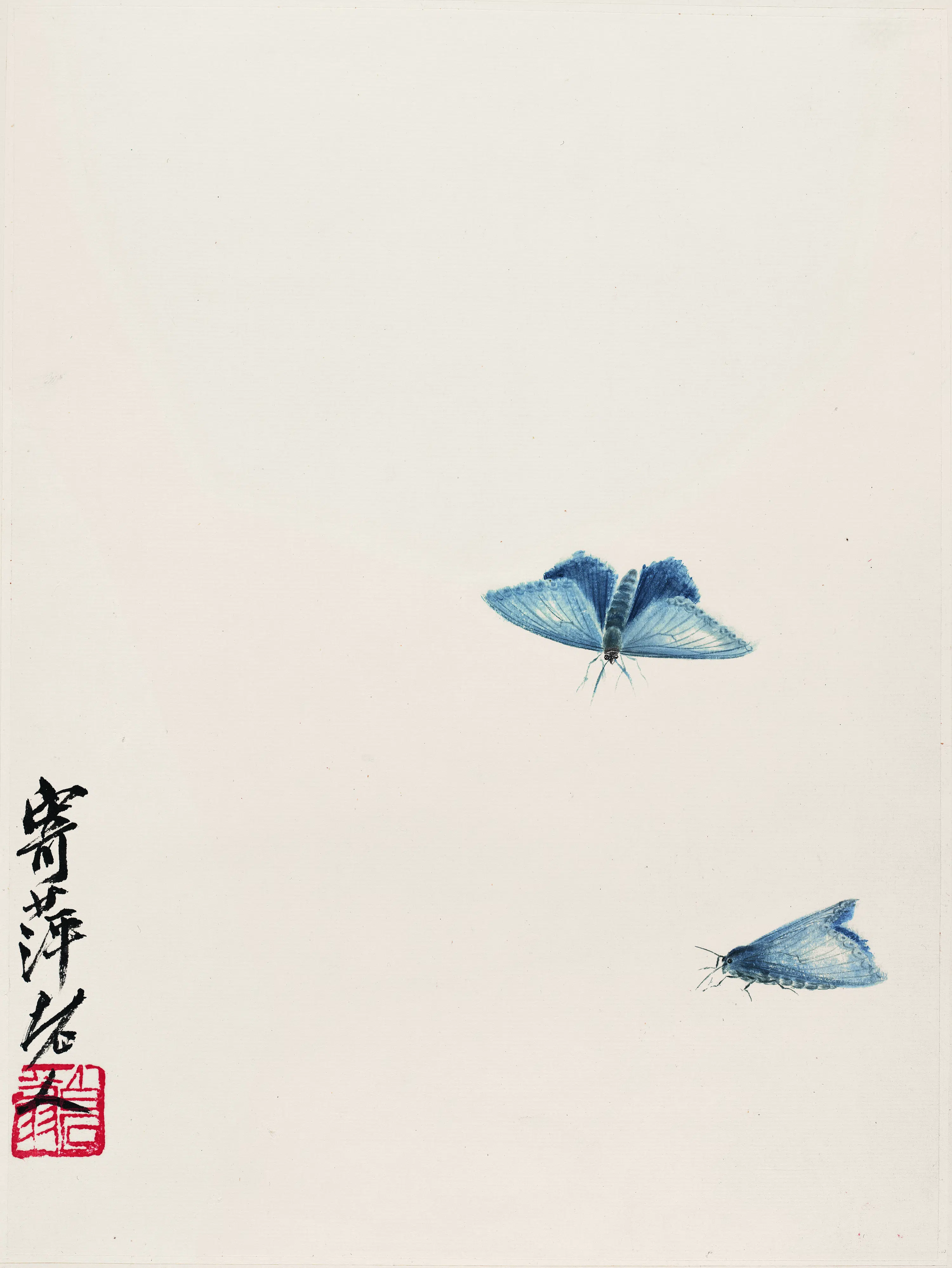 近现代【齐白石】《昆虫册页-双蛾》