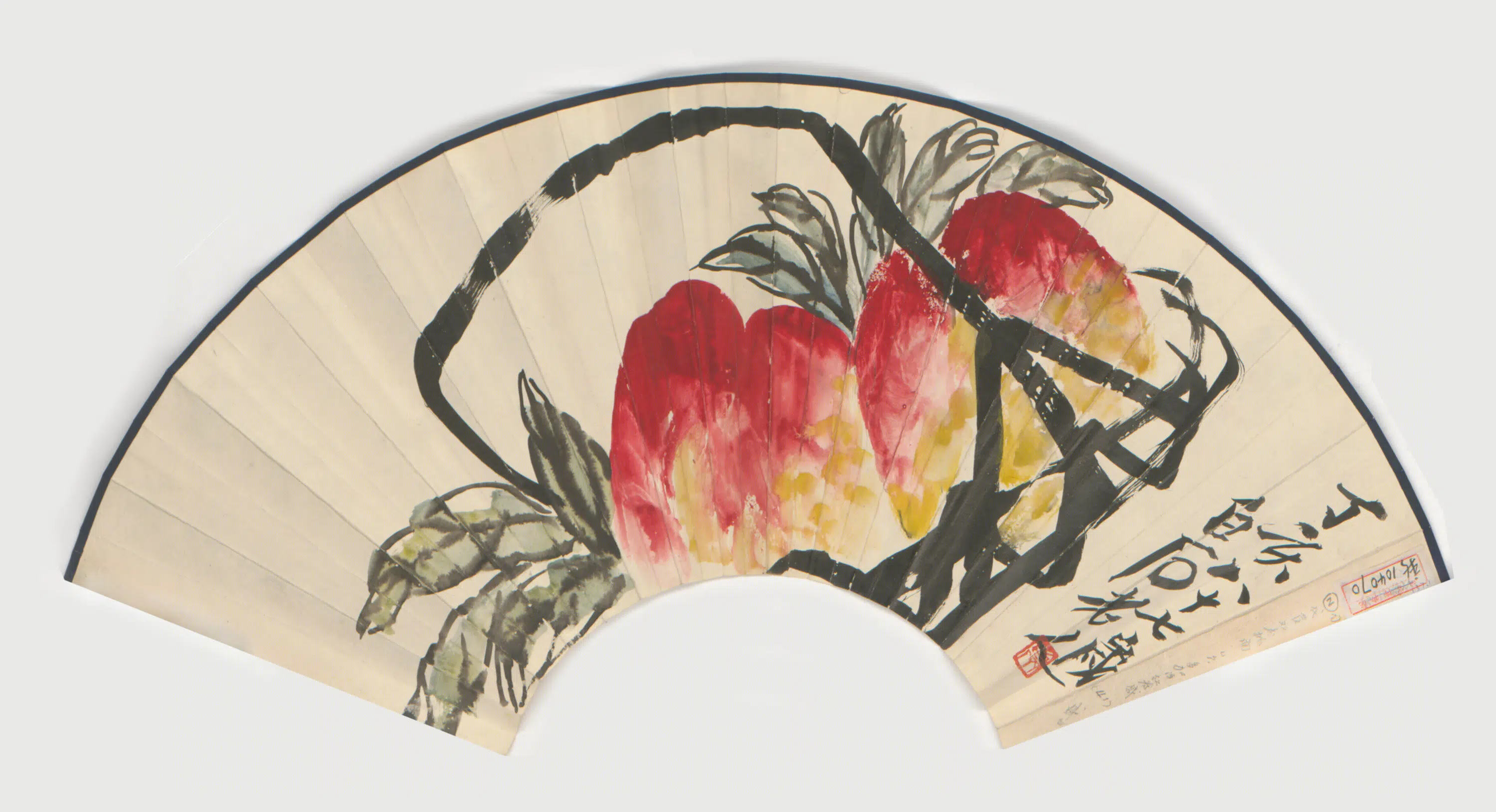近现代【齐白石】《画桃扇页》