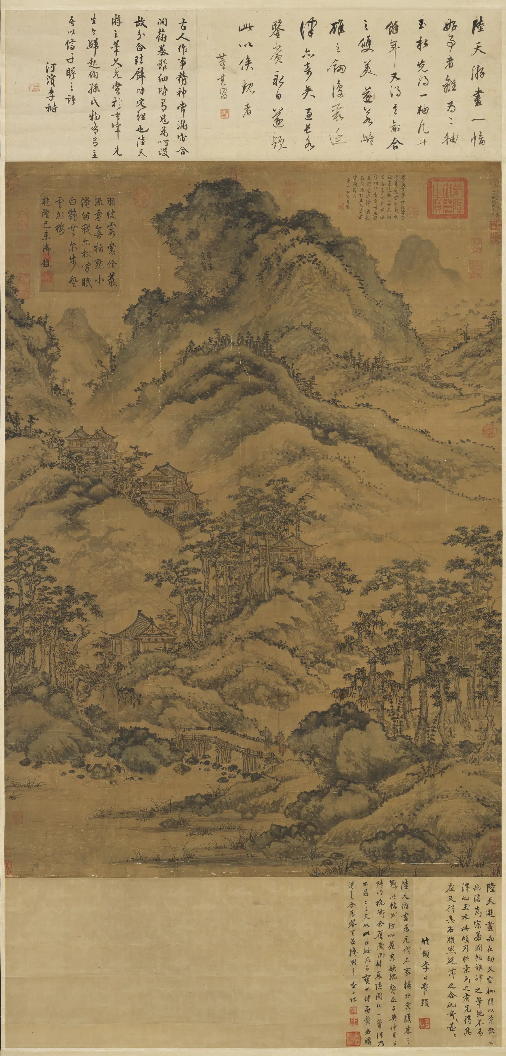 元朝【陆广】《仙山楼观图轴》