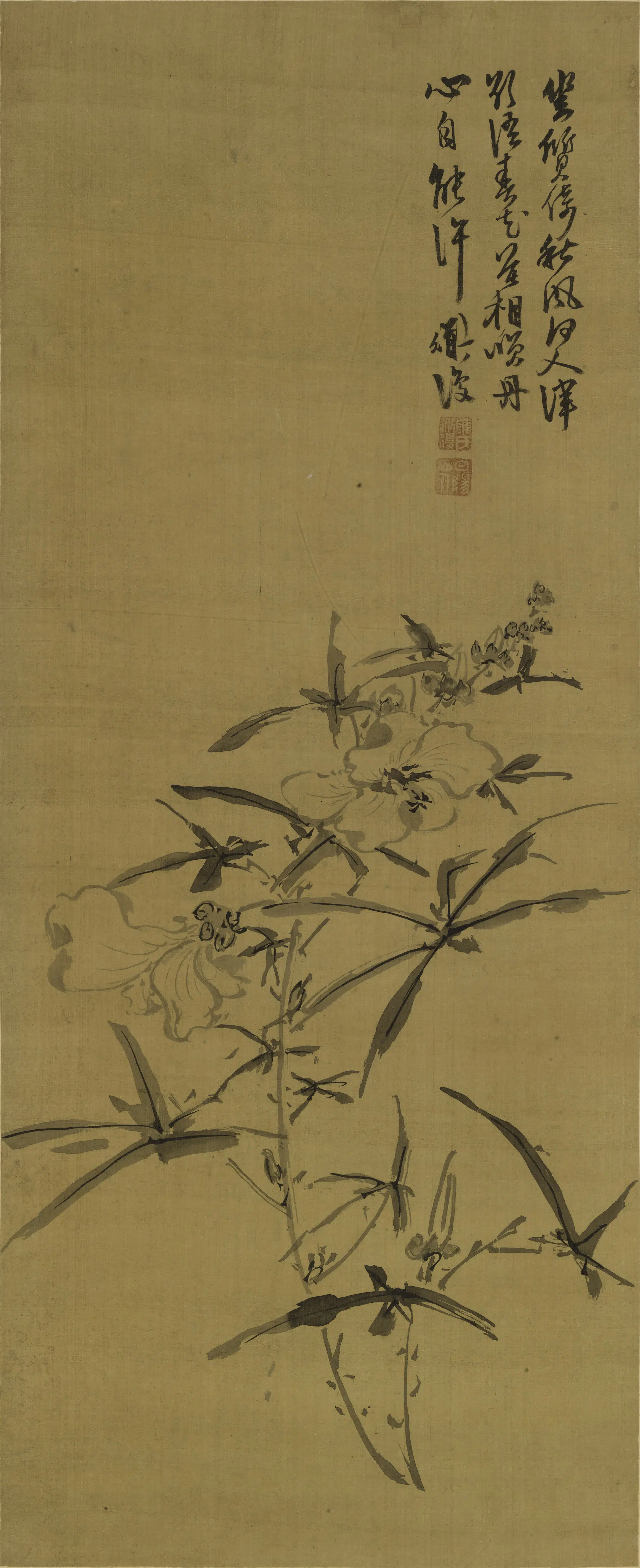 明朝【陈淳(道复)】《秋葵图轴》 第1张 明朝【陈淳(道复)】《秋葵图轴》 第1张
