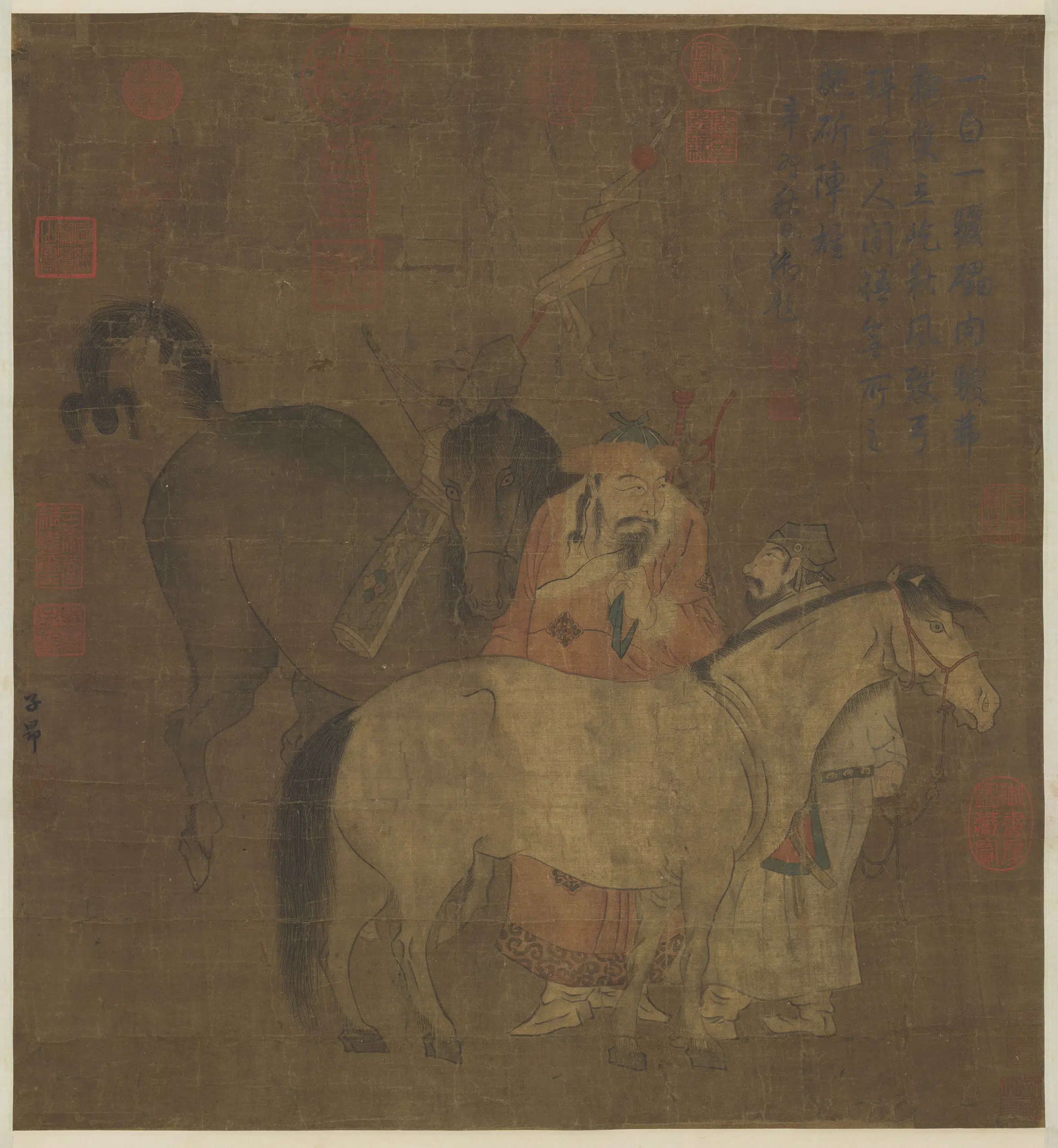 元朝【赵孟頫】《画马图轴-1》 第1张 元朝【赵孟頫】《画马图轴-1》 第1张