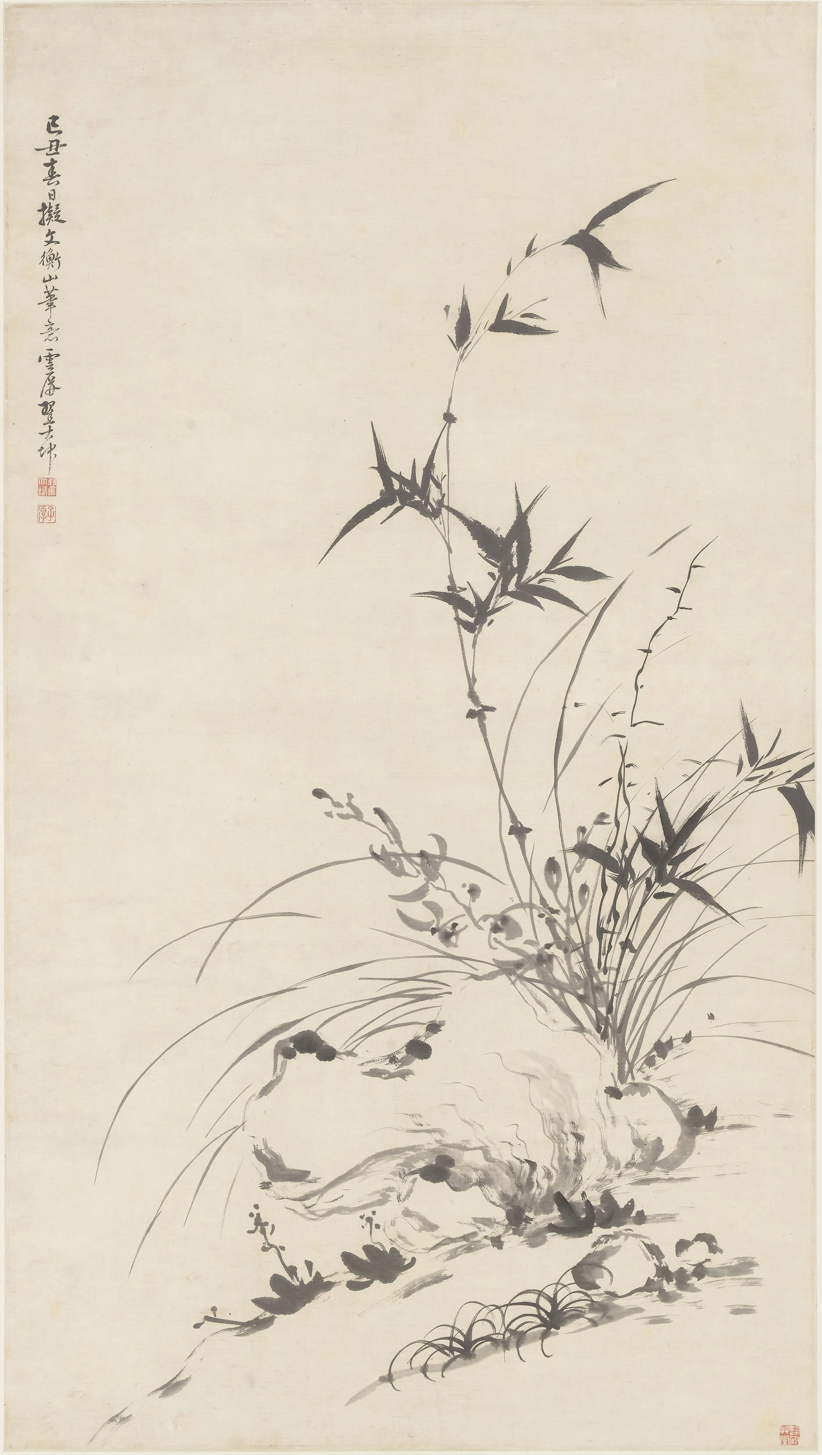 清代【翟（瞿）大坤】《兰竹图轴》
