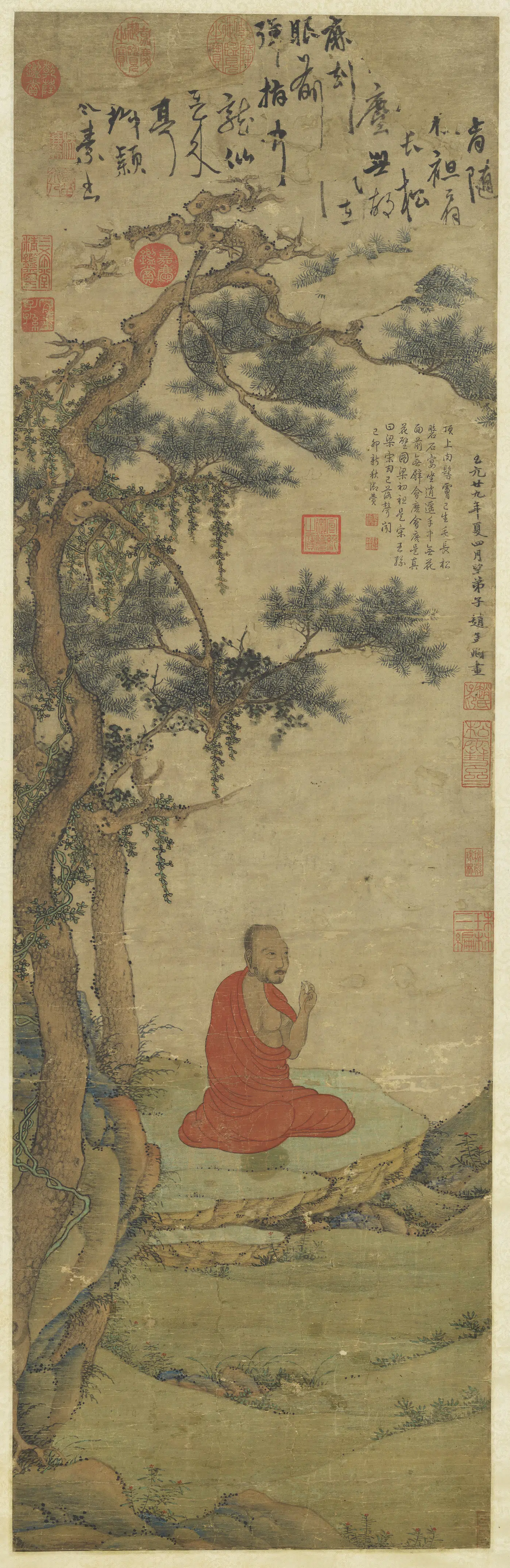 元朝【赵孟頫】《达摩像图轴》