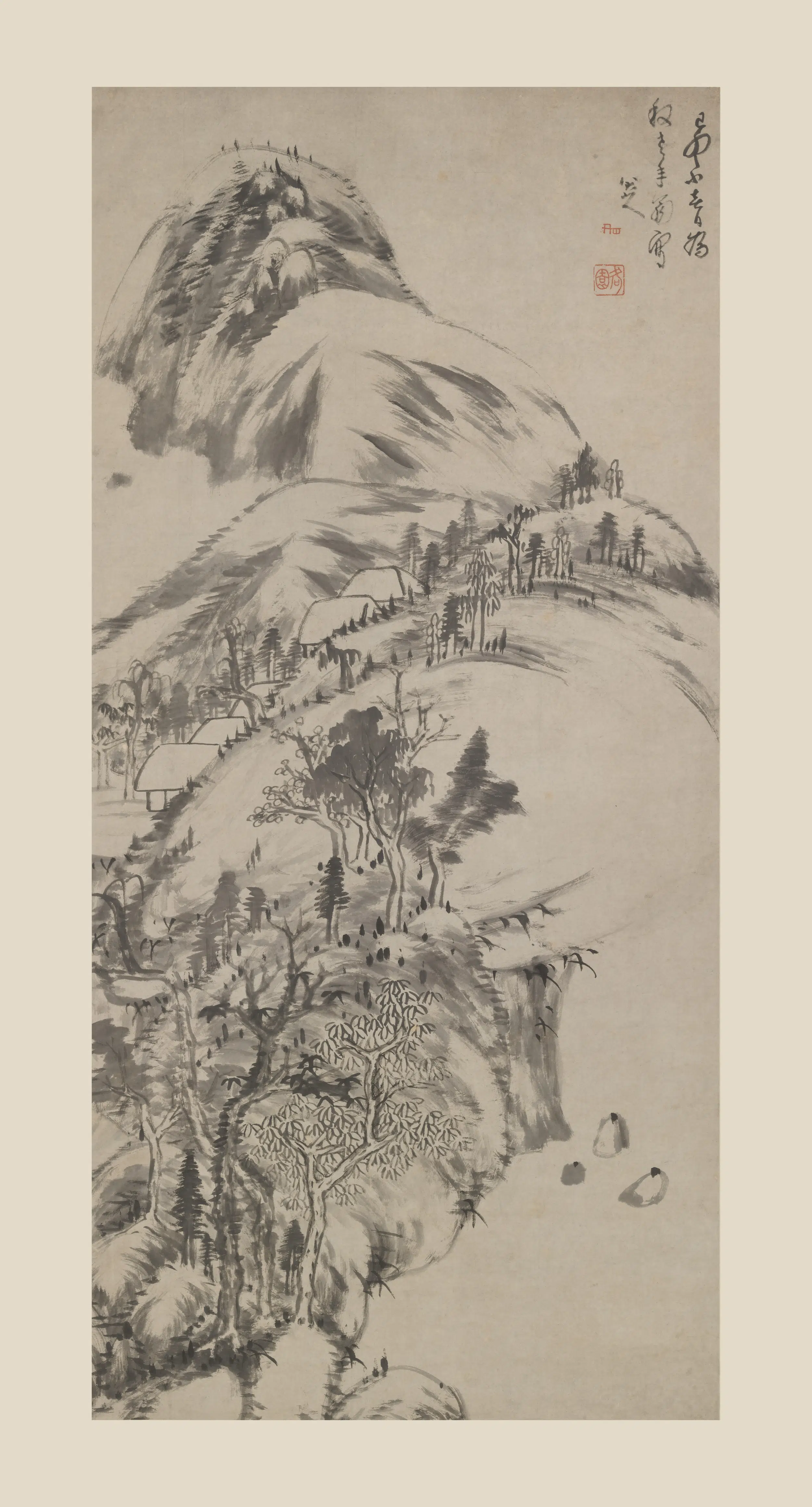 清代【朱耷】《山水轴-1》