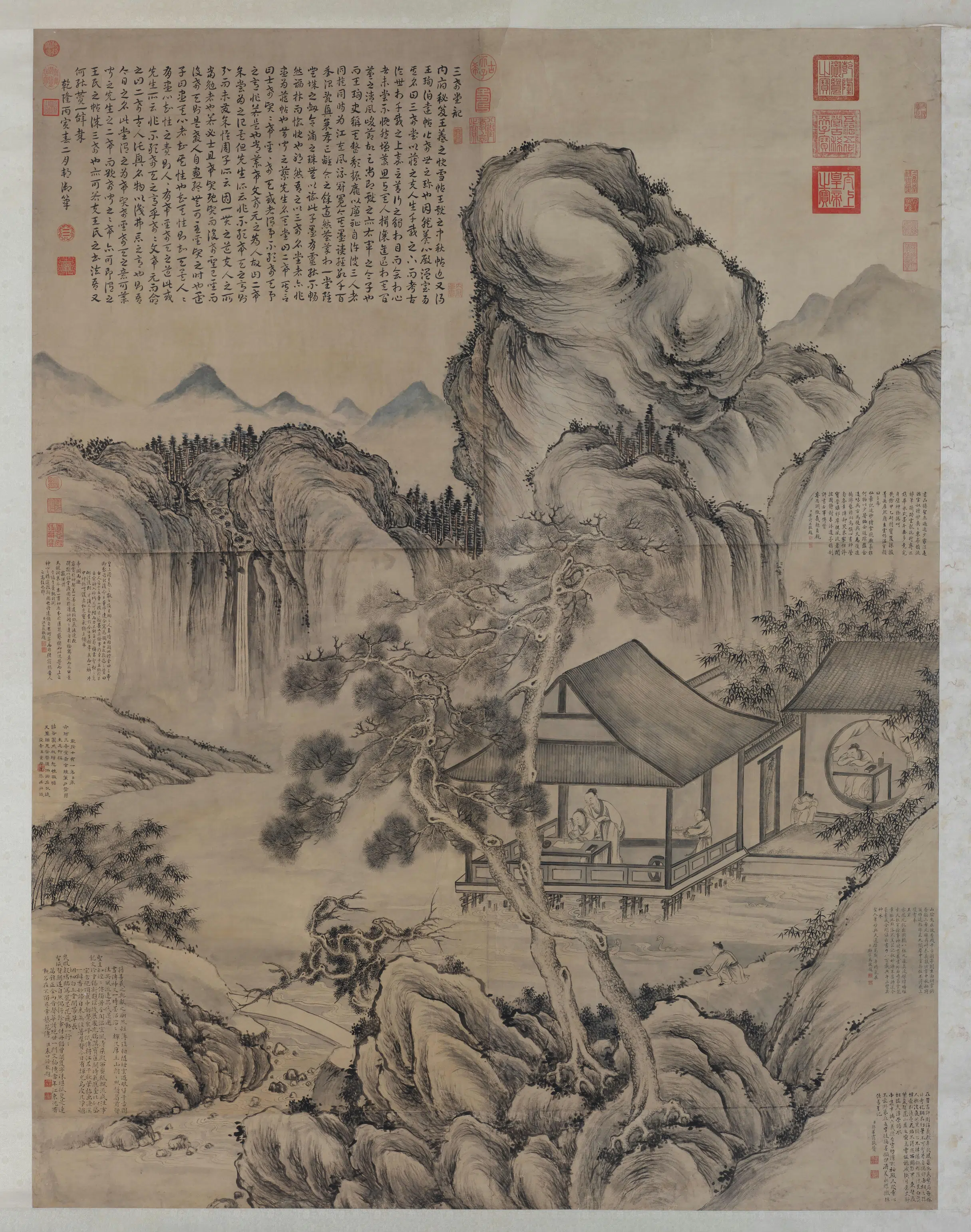 清代【董邦达】《三希堂记意图轴》