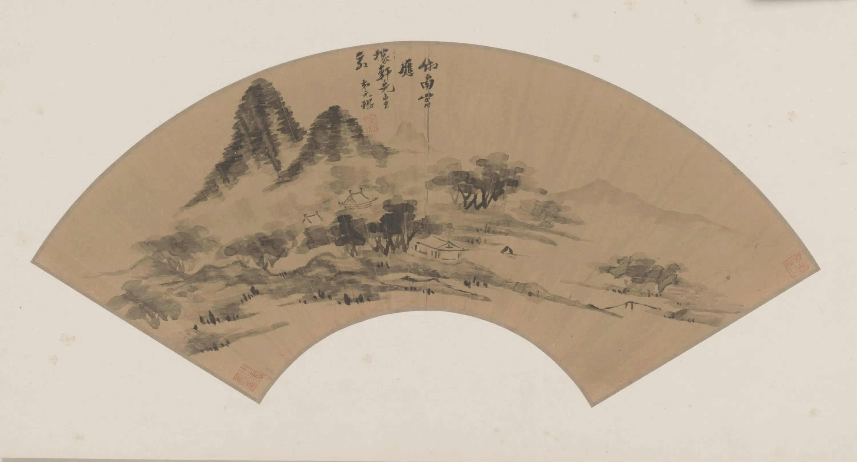 明朝【倪元璐】《仿米芾山水图扇页》