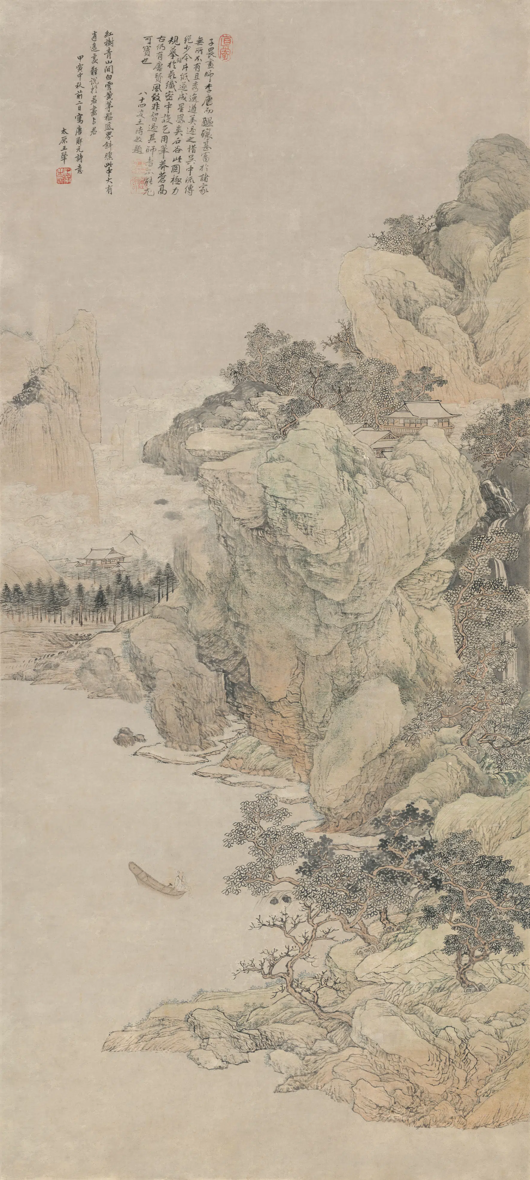 清代【王翚】《唐寅诗意图立轴》