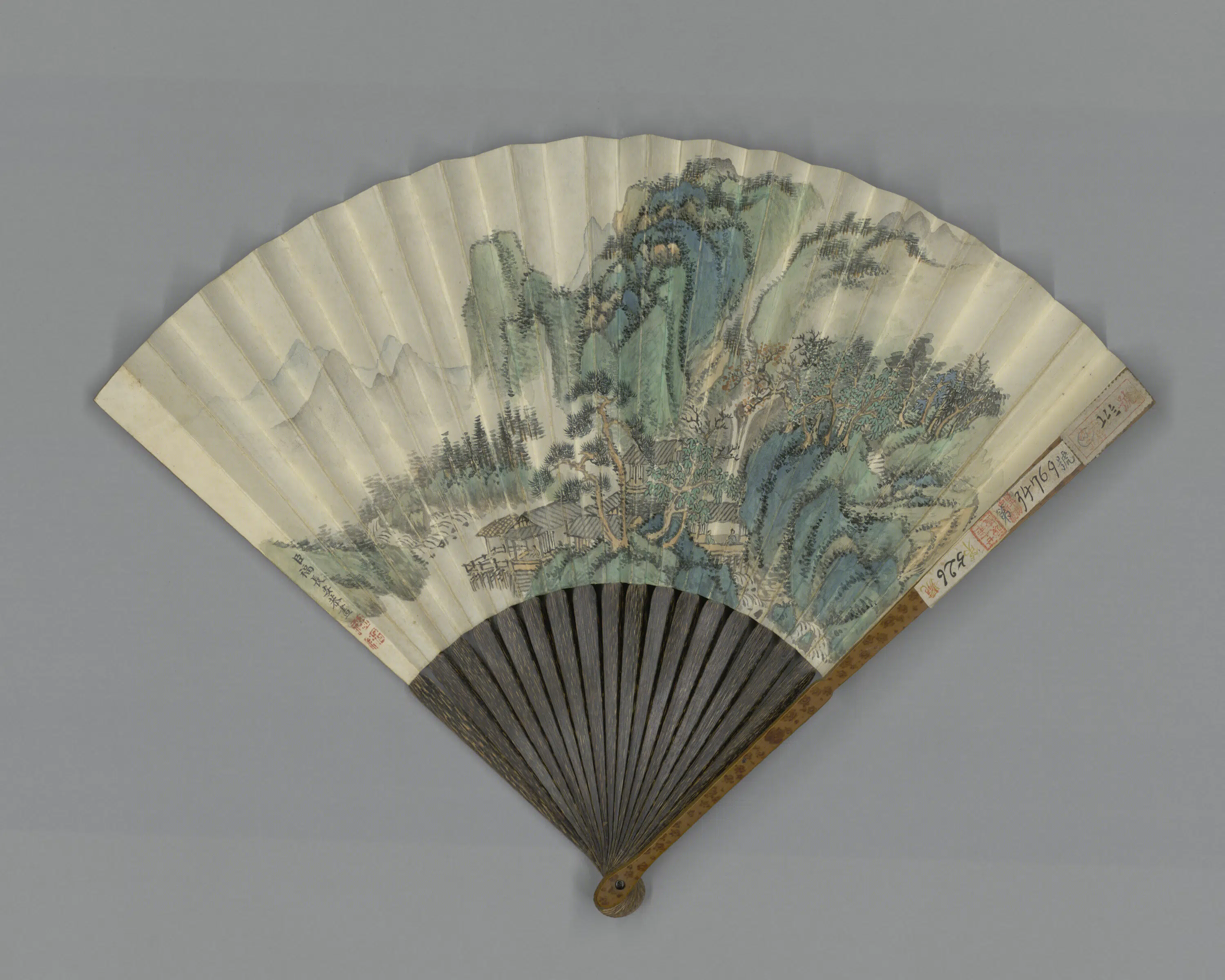 清代【富察·福长安】《画山水赵秉冲书御制诗成扇-2》