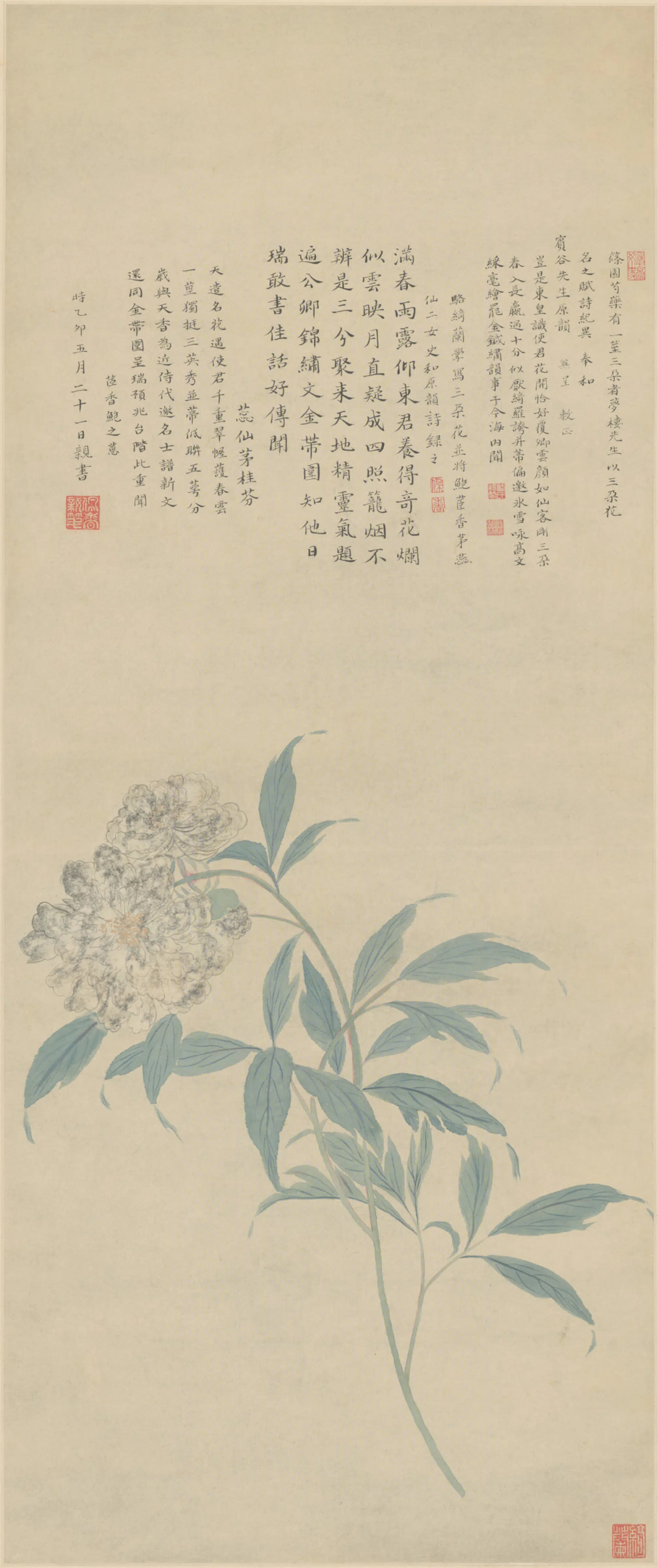 清代【骆绮兰】《芍药图轴》