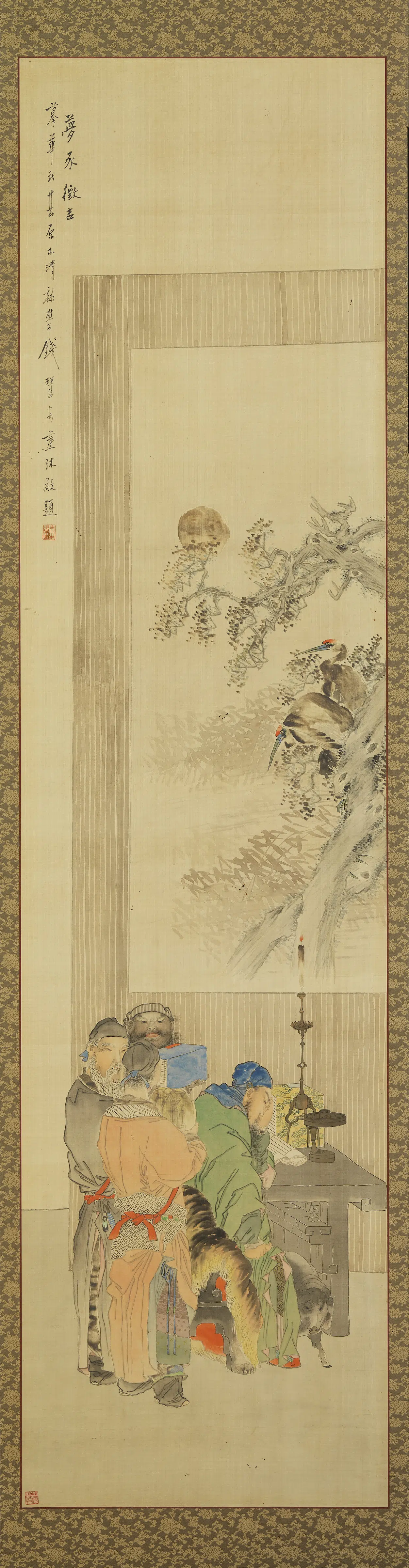 清代【钱慧安】《钱慧安_人物十二屏风梦豕征吉》