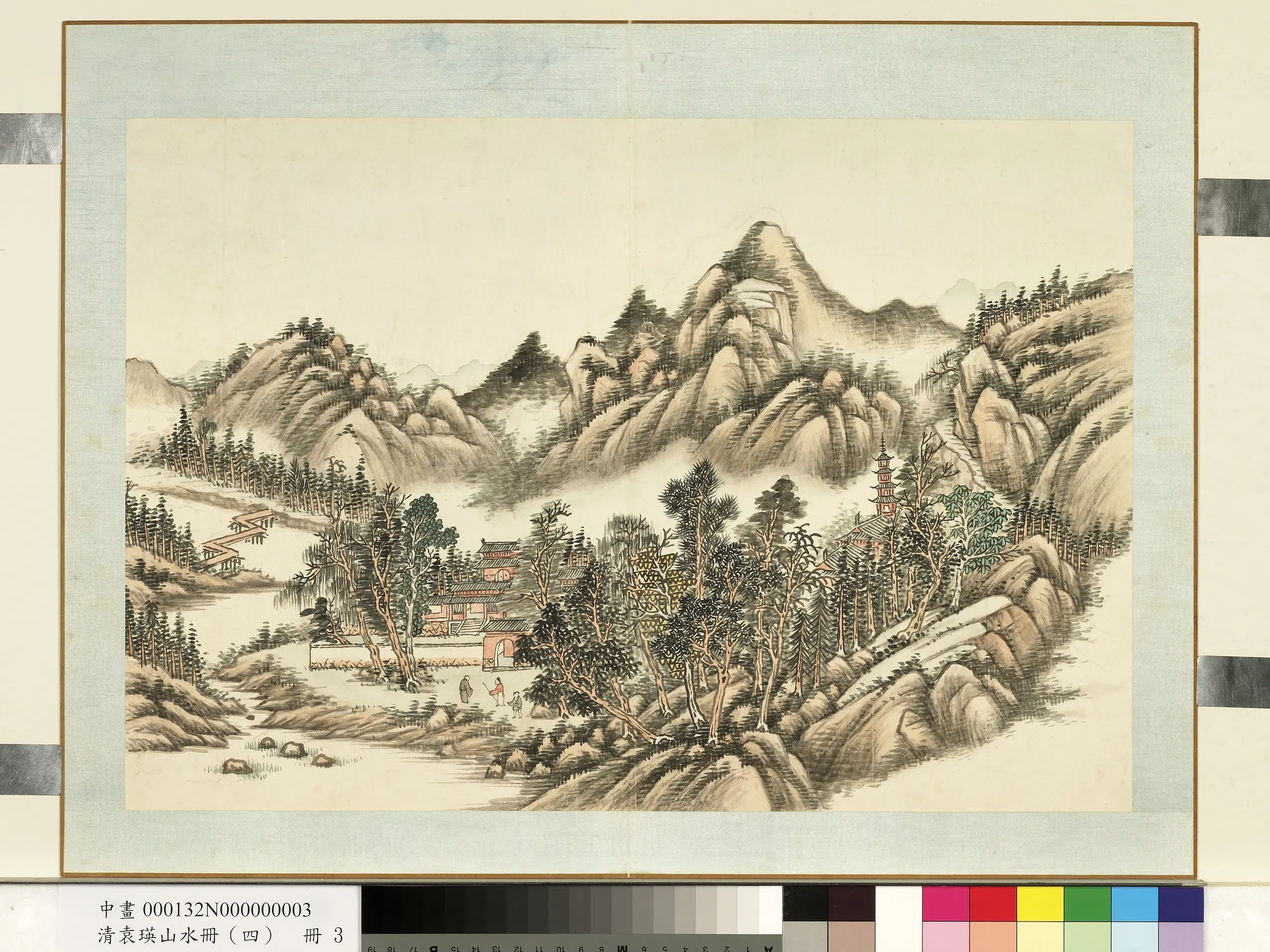 清代【袁瑛】《山水（四）册-云根禅客》