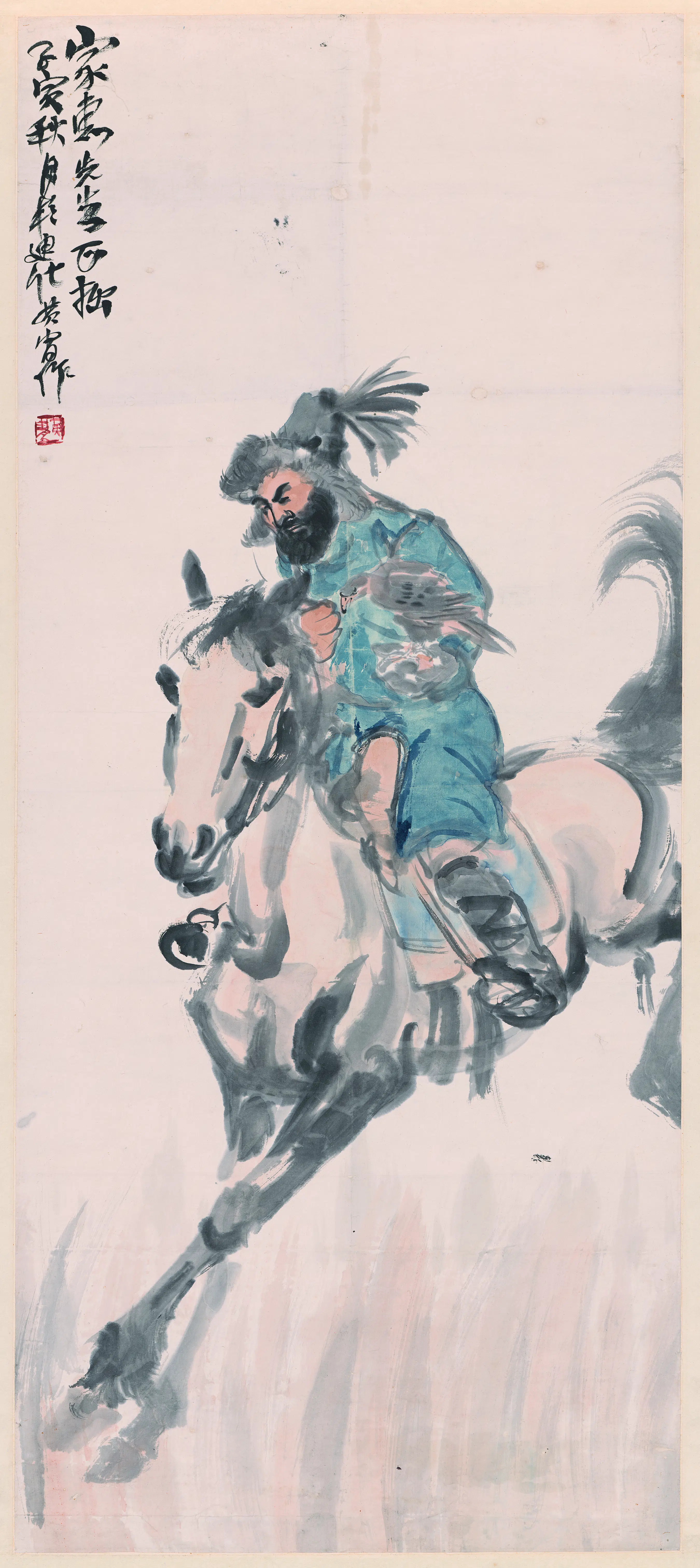 近现代【黄胄】《人物马轴》