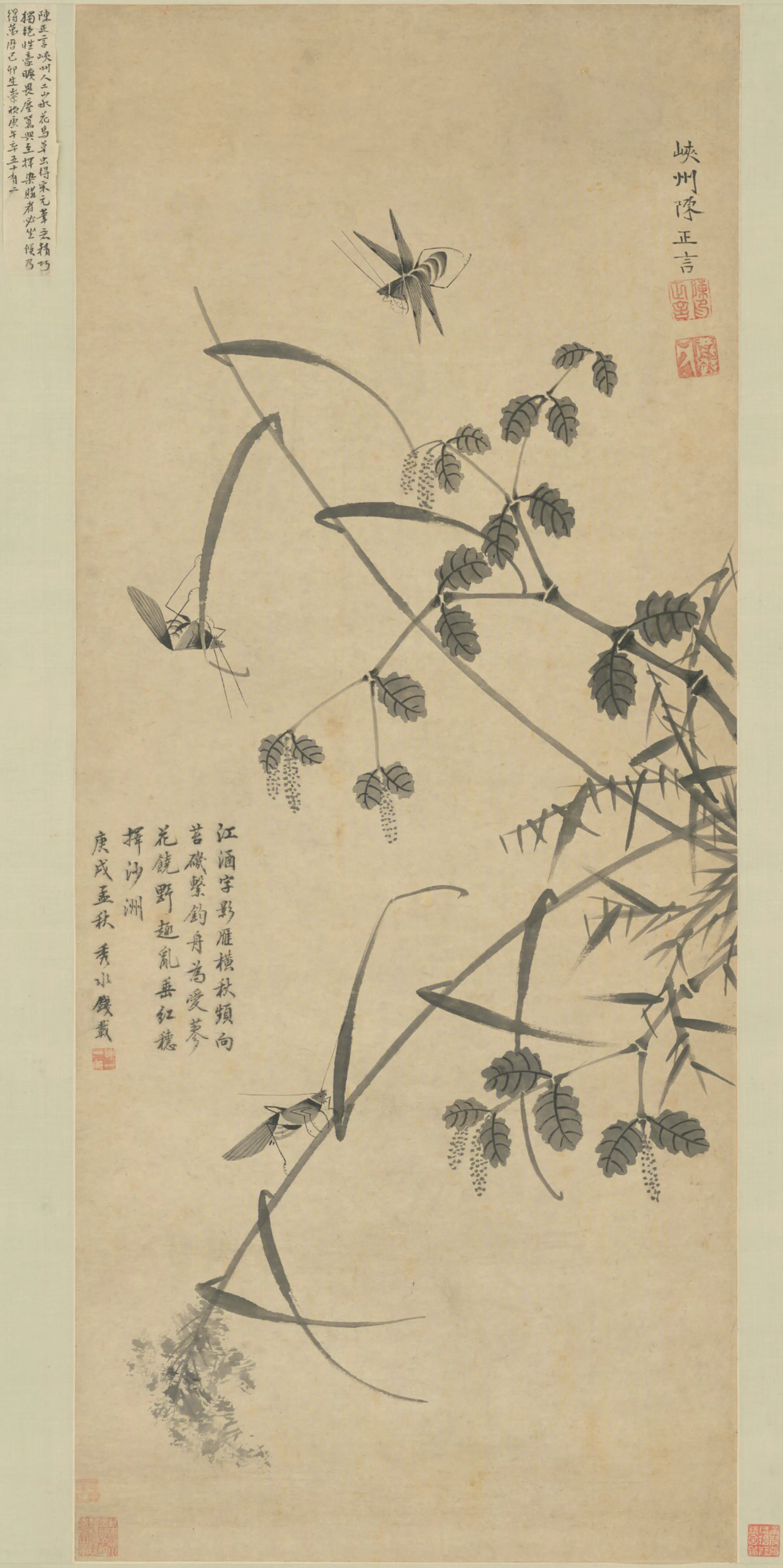 明朝【陈正言】《花鸟轴》