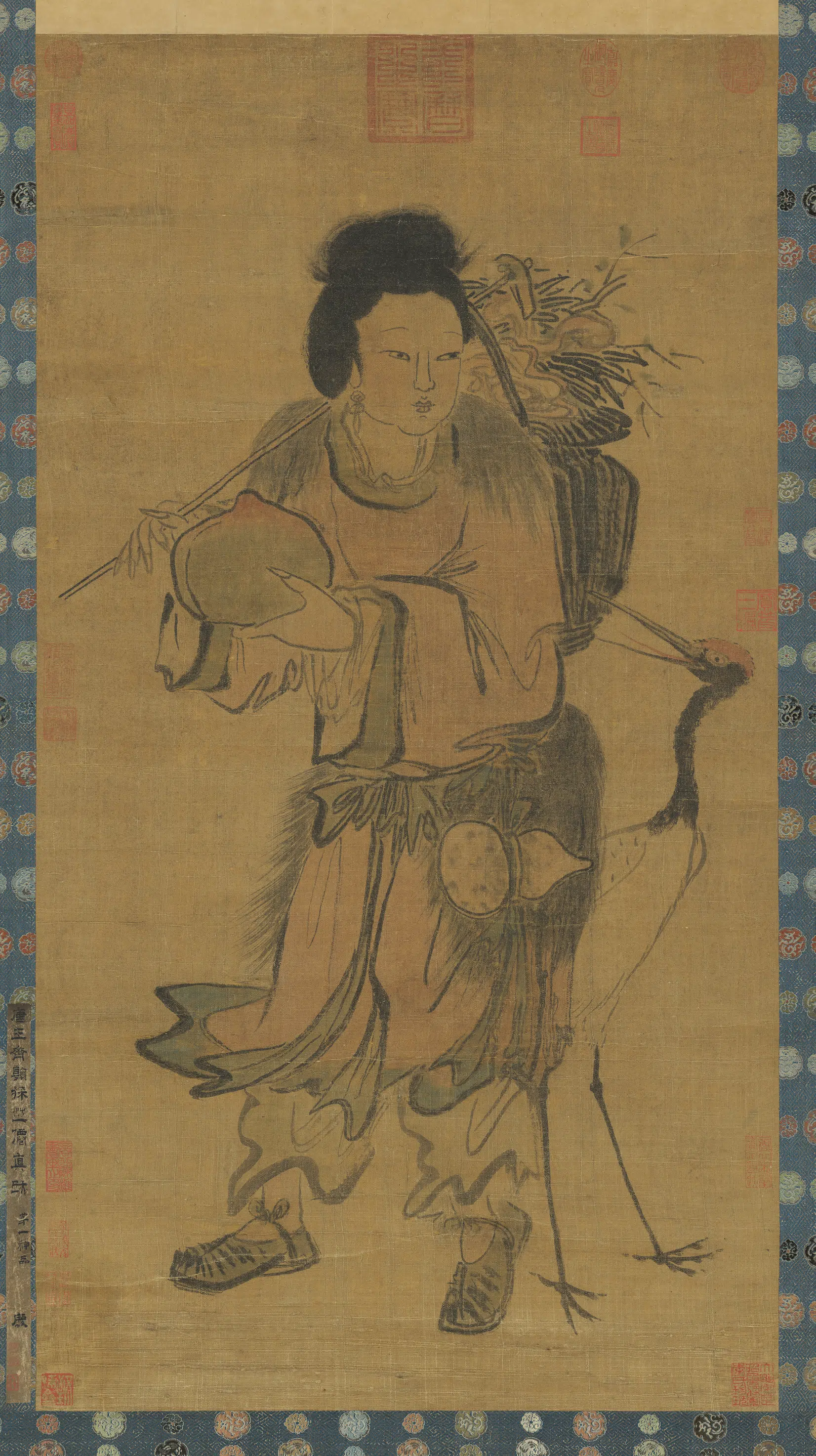 五代南唐【王齐翰】《采芝仙图轴》