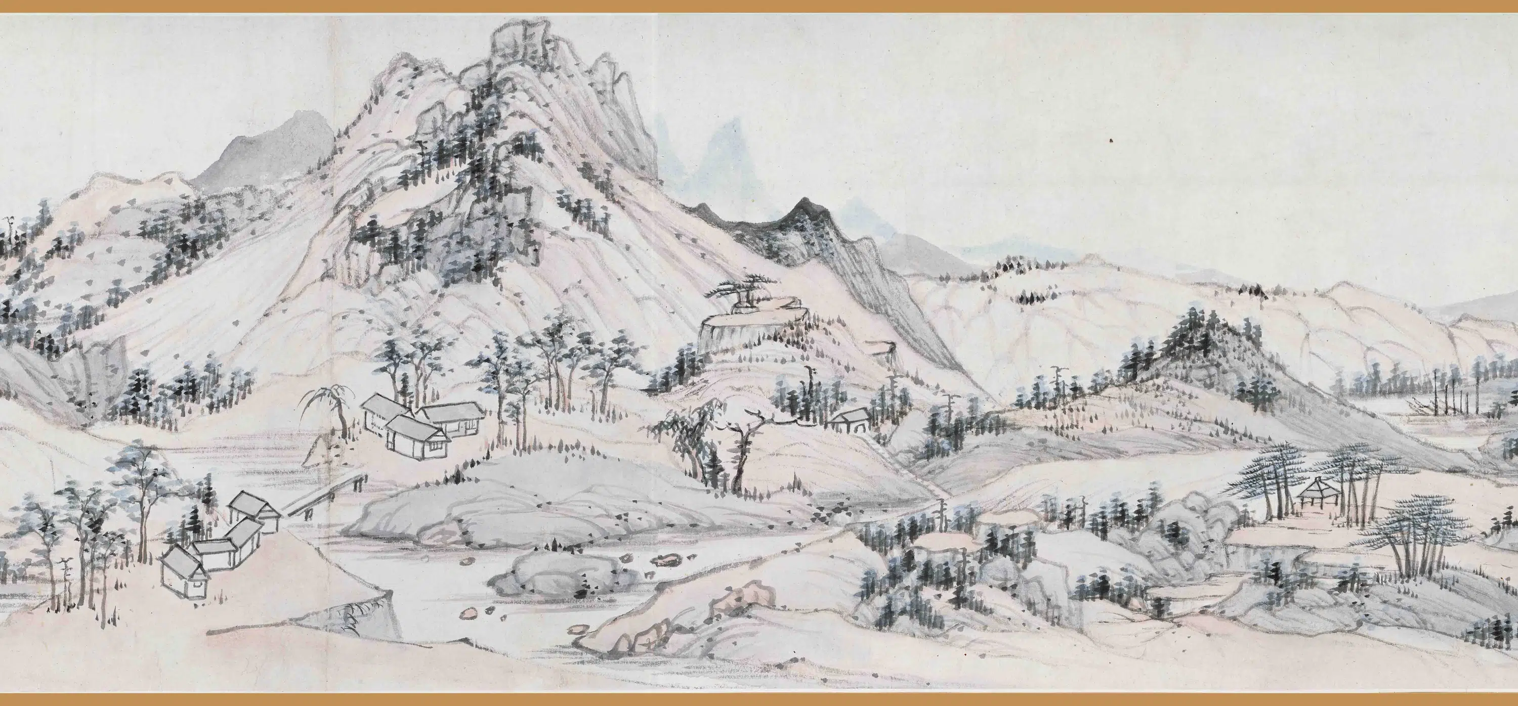 清代【弘仁】《崇岗山村图卷》 第3张 清代【弘仁】《崇岗山村图卷》 第3张
