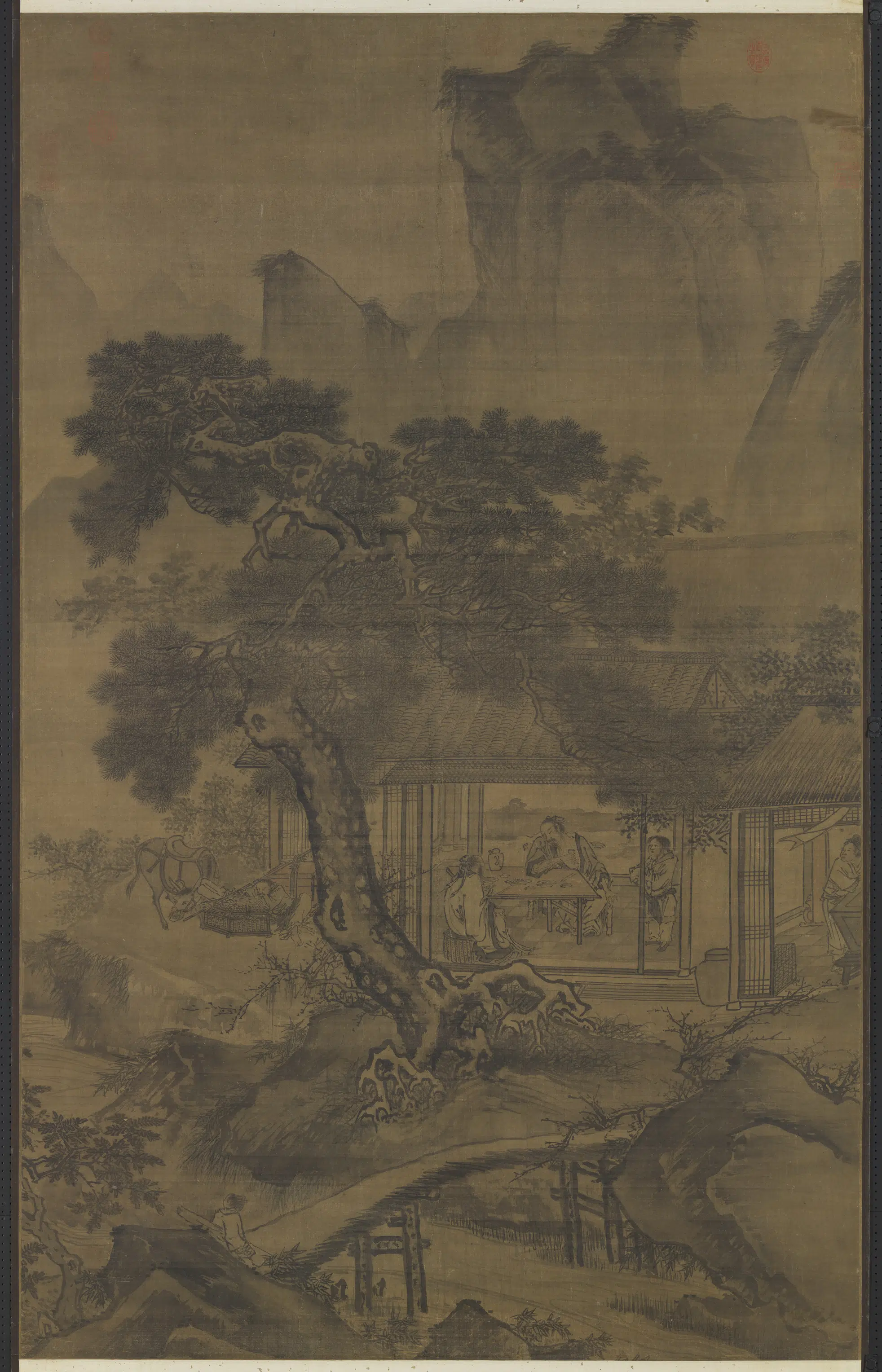 南宋【夏圭】《山居留客图轴》