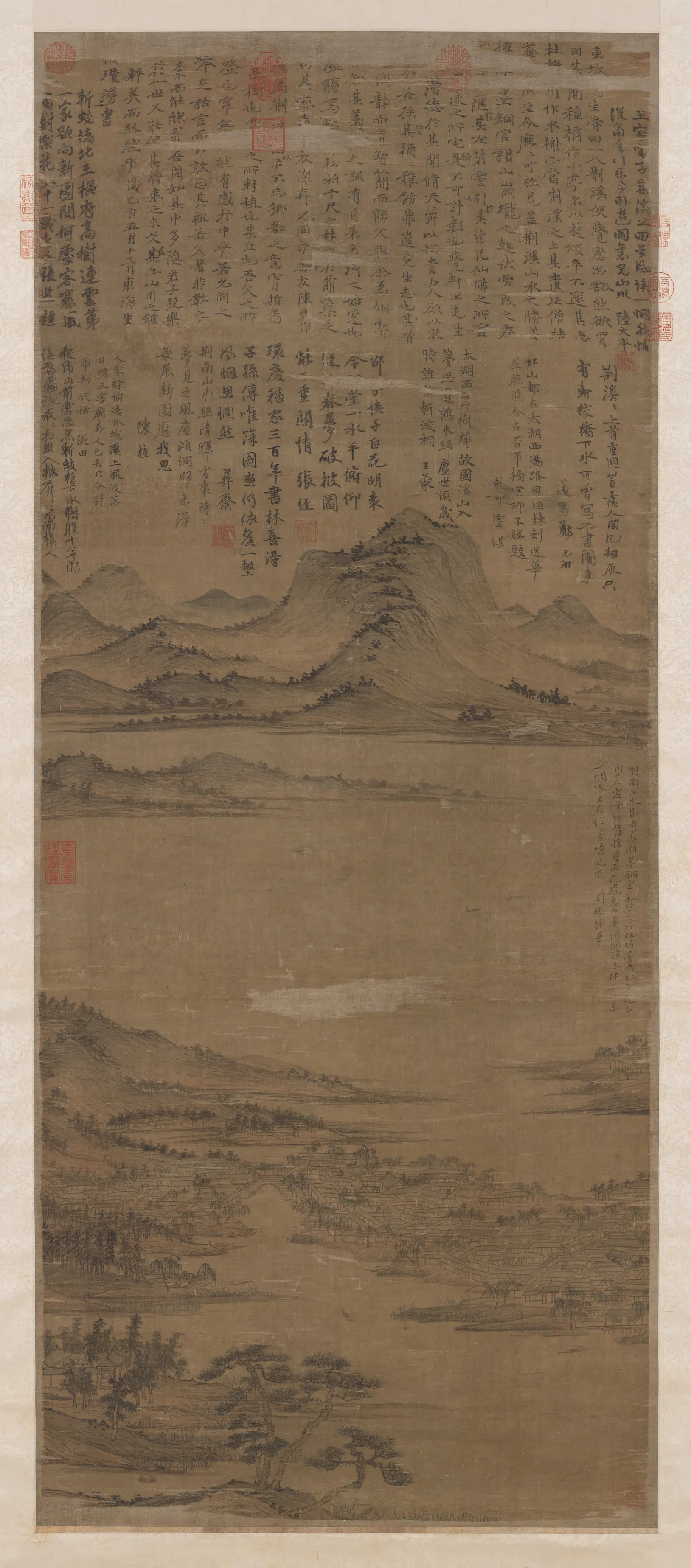 元代【陈汝言】《荆溪图轴》
